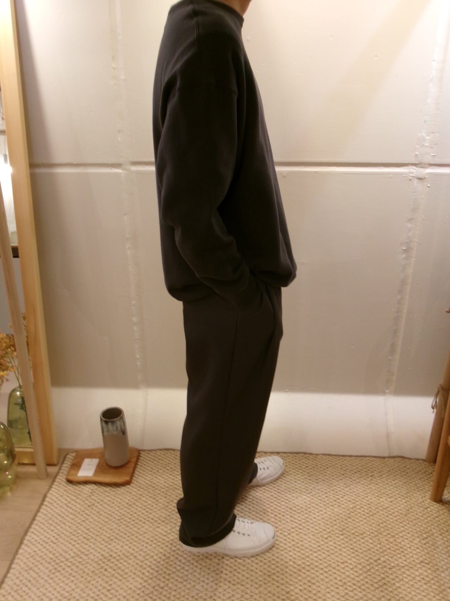 FUJI two tuck slacks(charcoal gray)