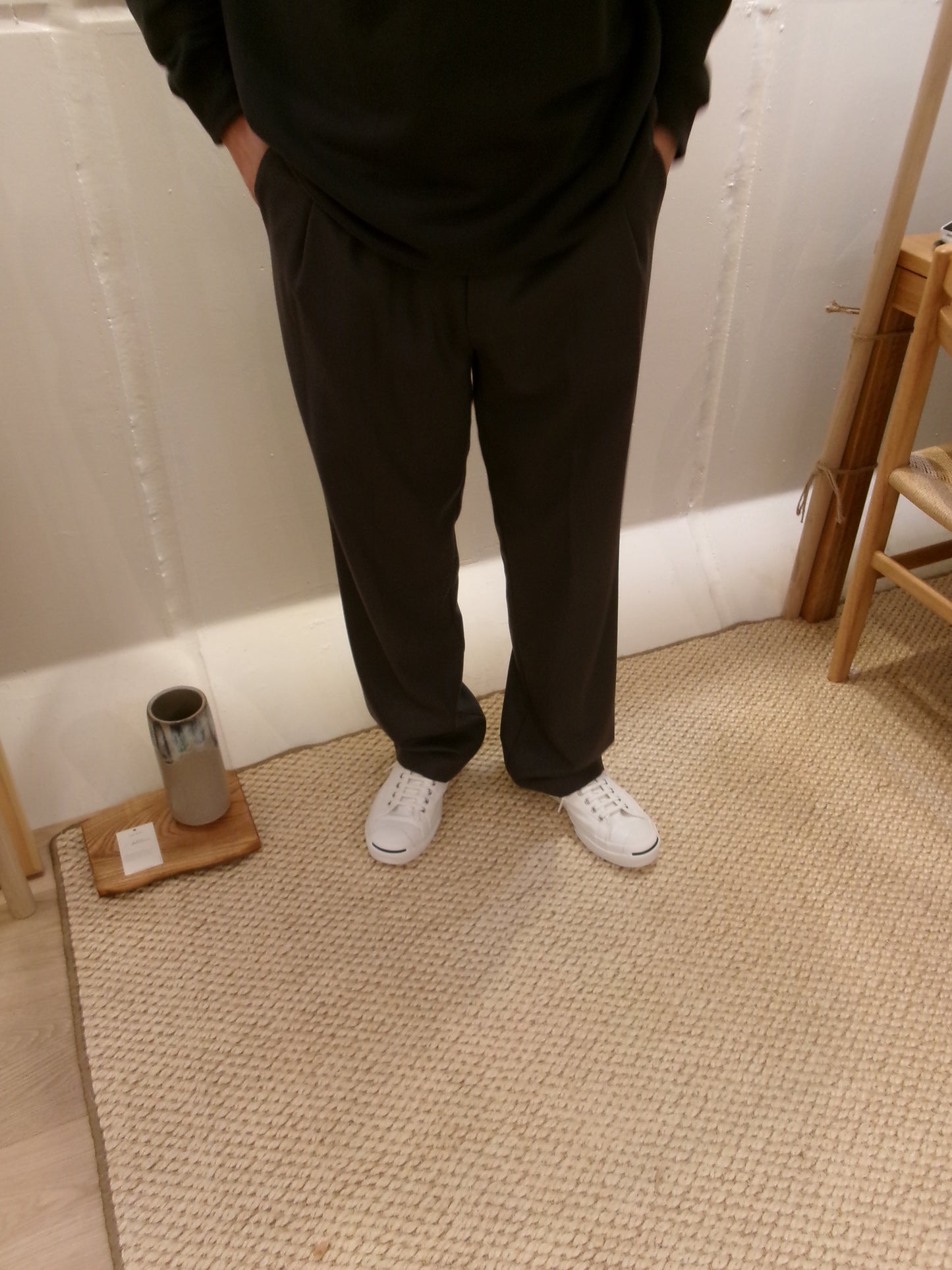 FUJI two tuck slacks(charcoal gray)