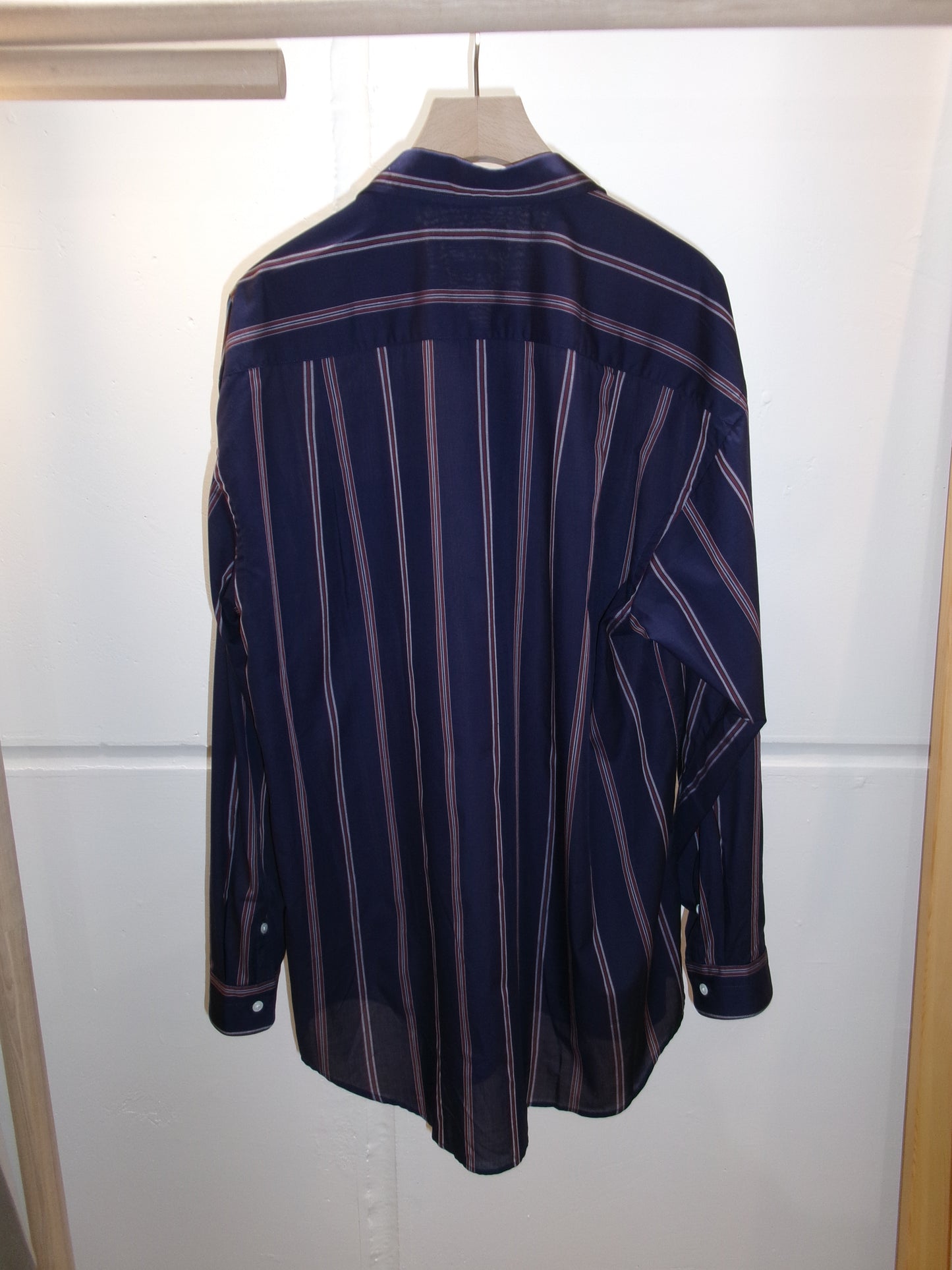 FUJI SILK COTTON STRIPE STANDARD SHIRT(NAVY)