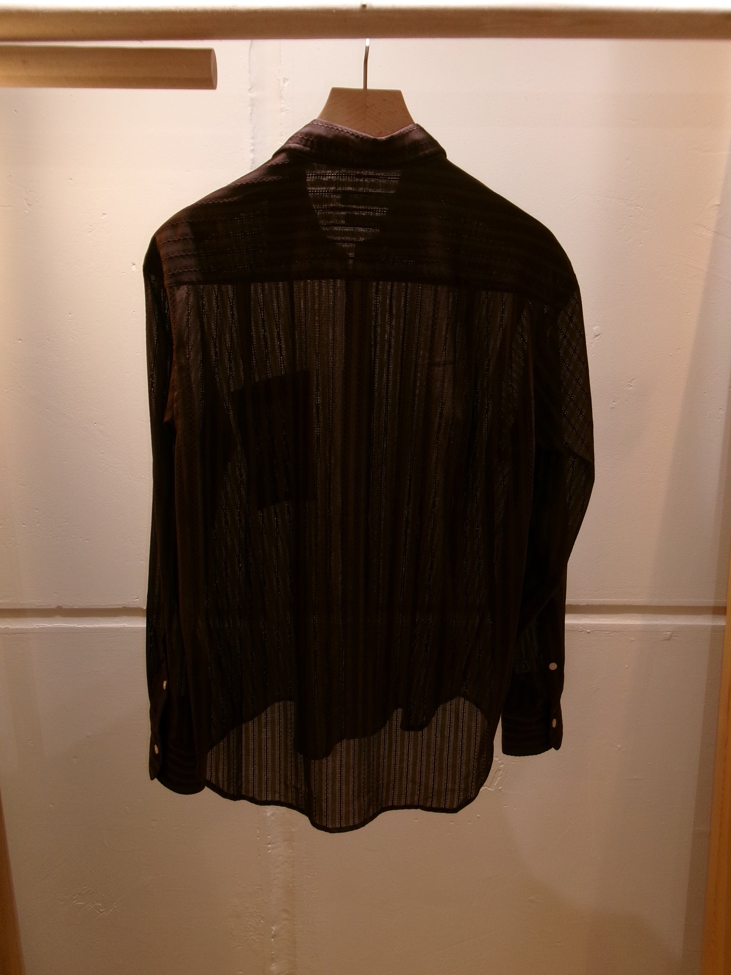 FUJI LENO WEAVE COTTON STRIPE SHIRT