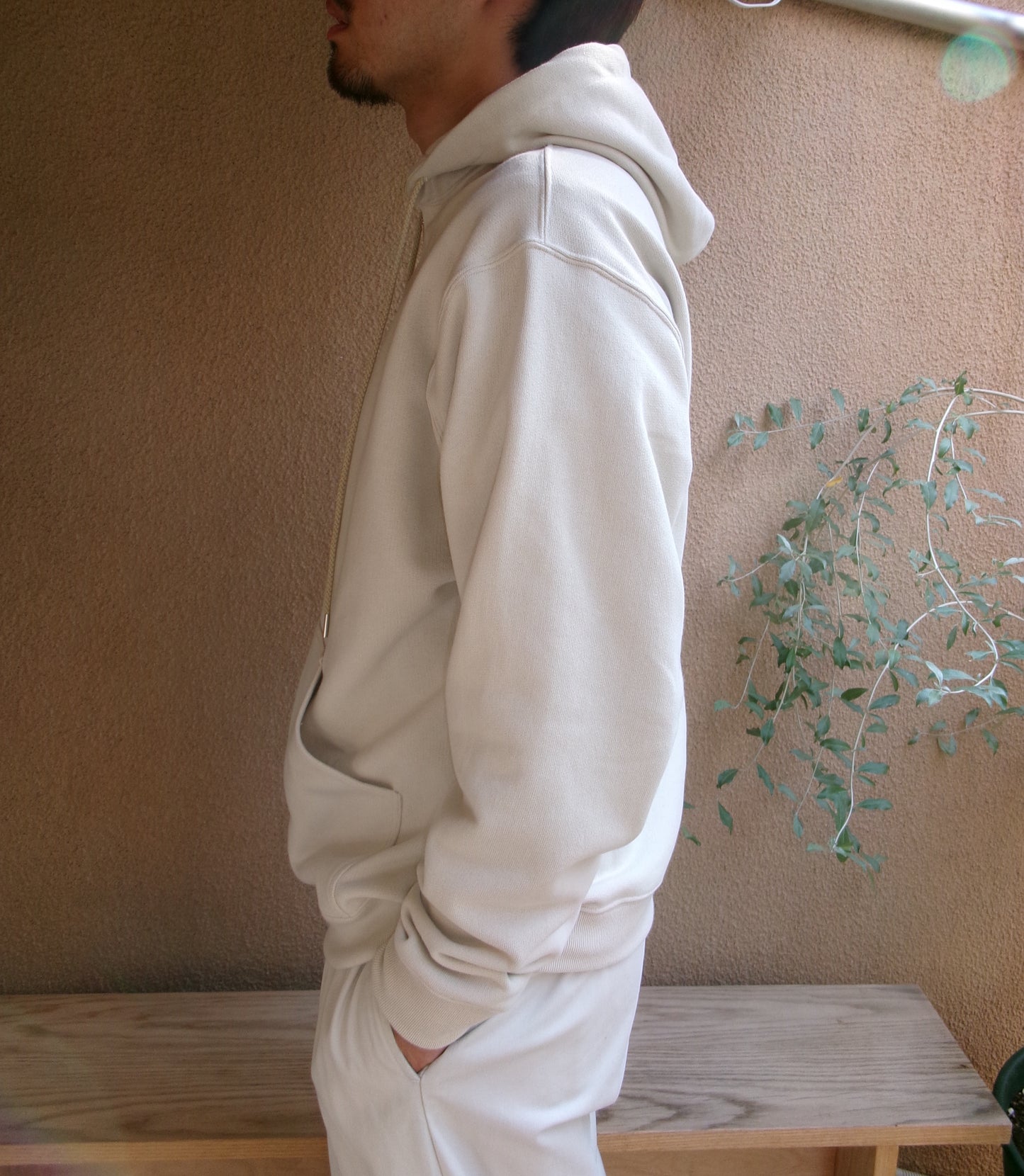 FUJI COTTON ZIP UP HOODIE(IVORY)