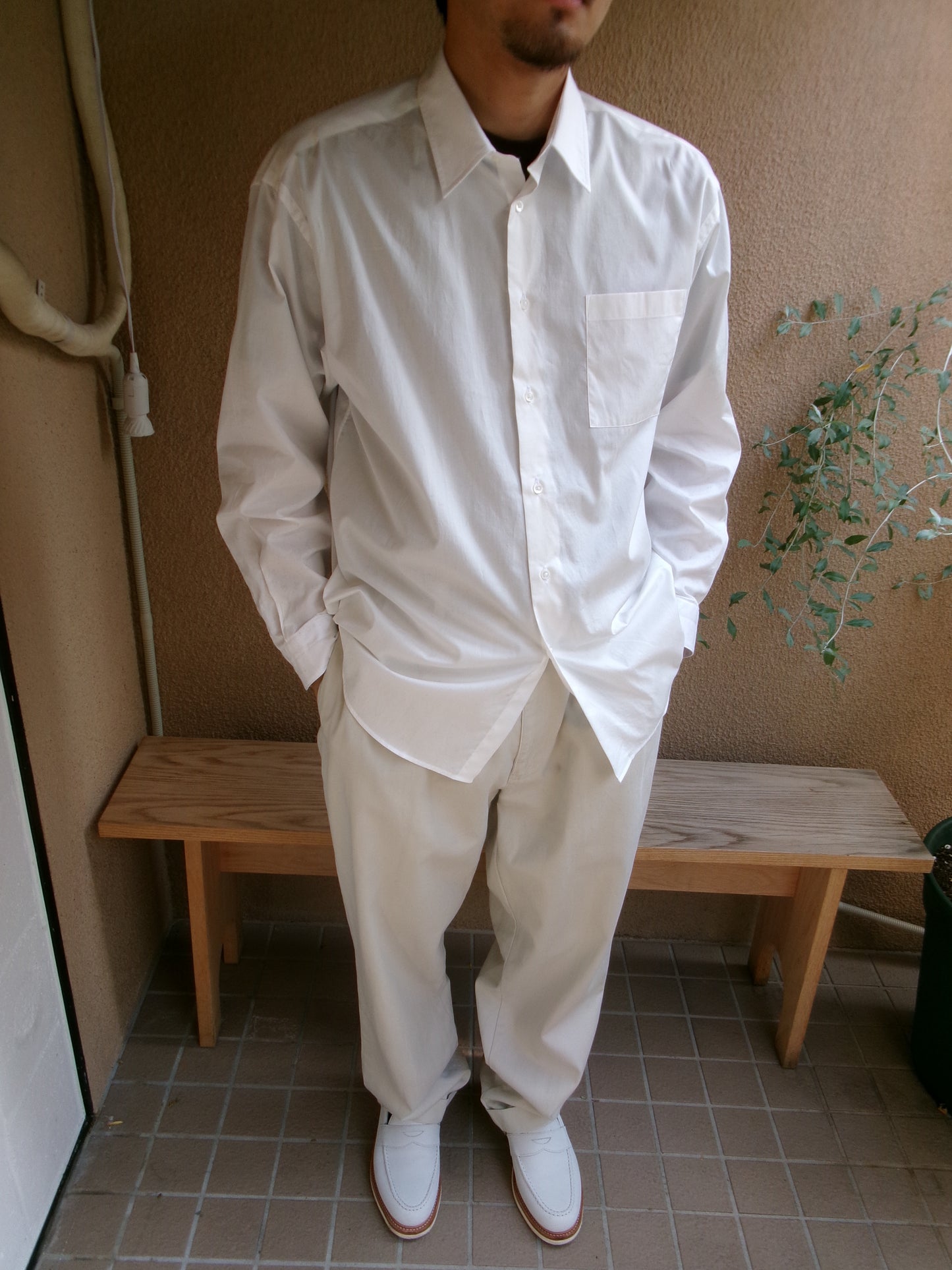 FUJI COTTON TWILL STANDARD SHIRT(WHITE)