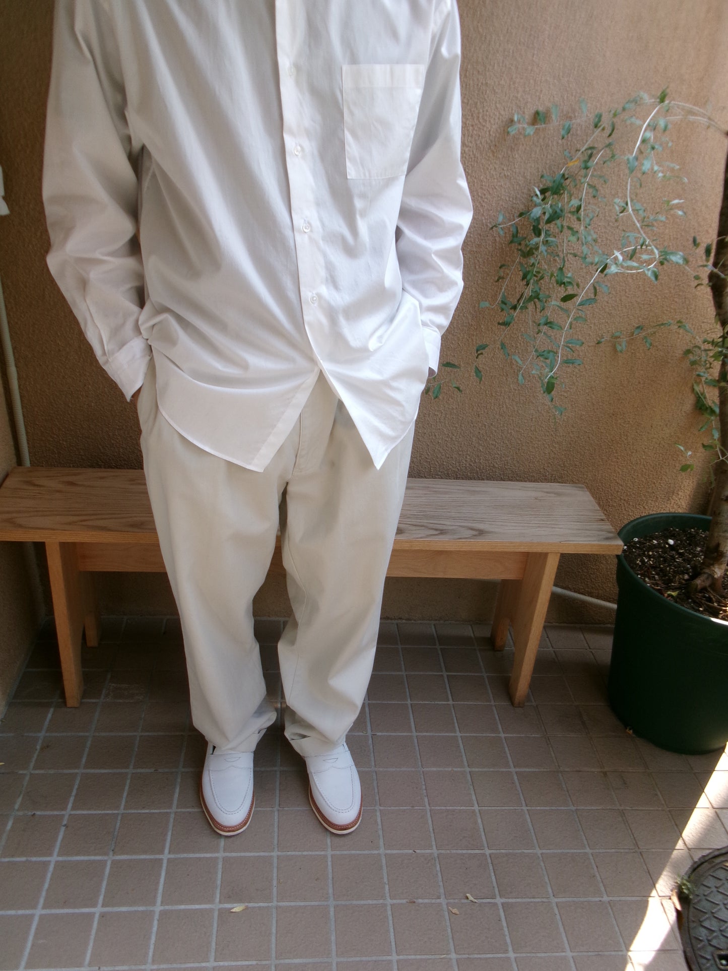 FUJI COTTON TWILL STANDARD SHIRT(WHITE)