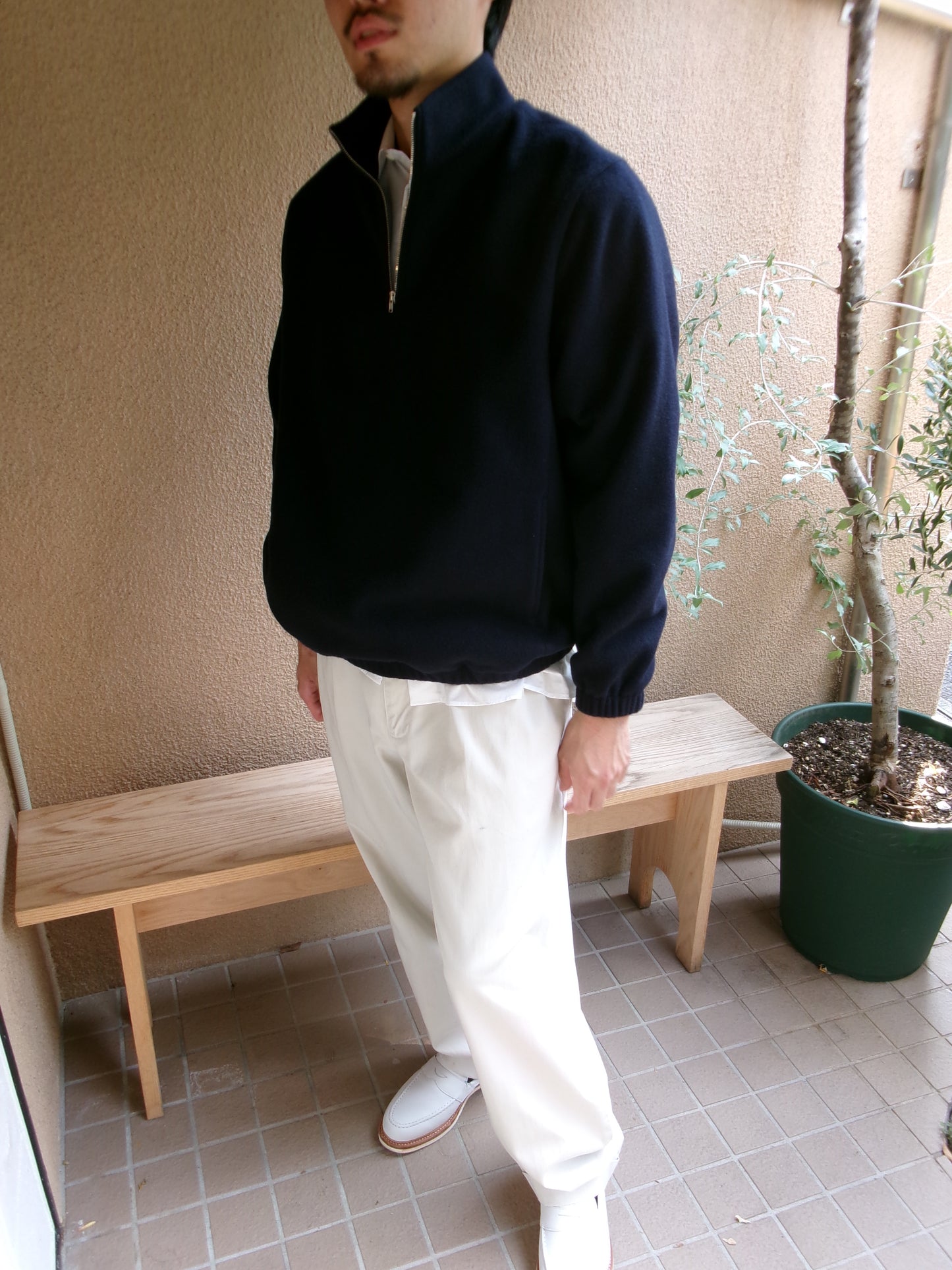 FUJI BRUSHED WOOL PULLOVER(NAVY)