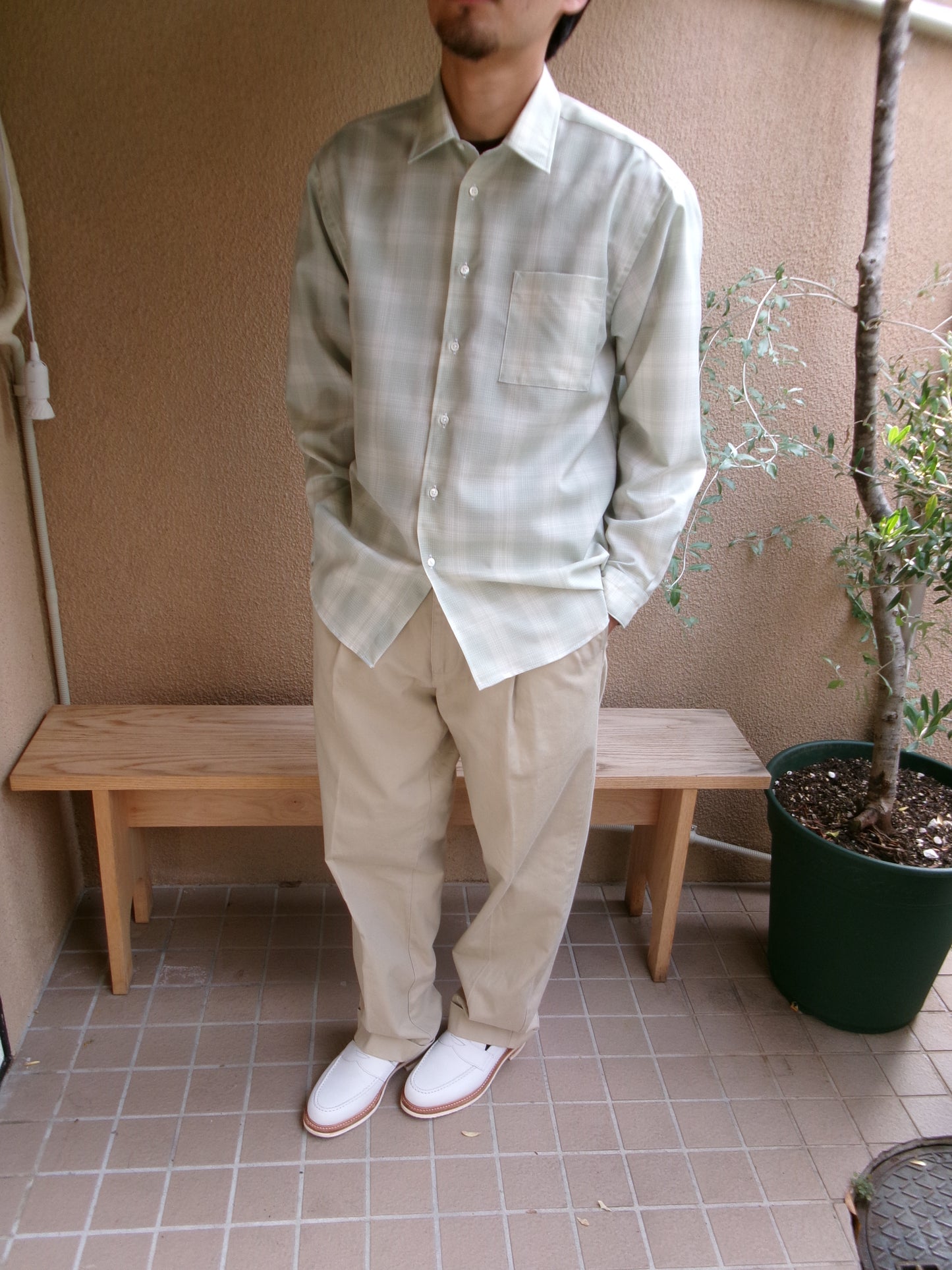 FUJI WOOL CHECK STANDARD SHIRT(GREEN)