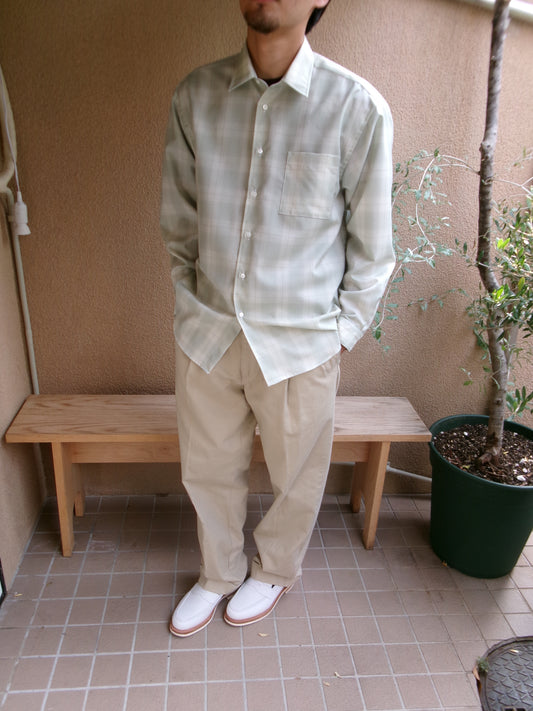 FUJI WOOL CHECK STANDARD SHIRT -green-
