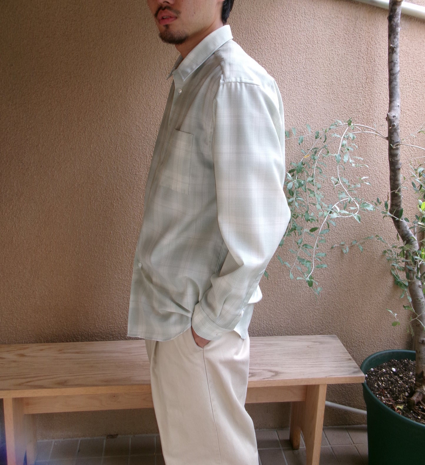 FUJI WOOL CHECK STANDARD SHIRT(GREEN)