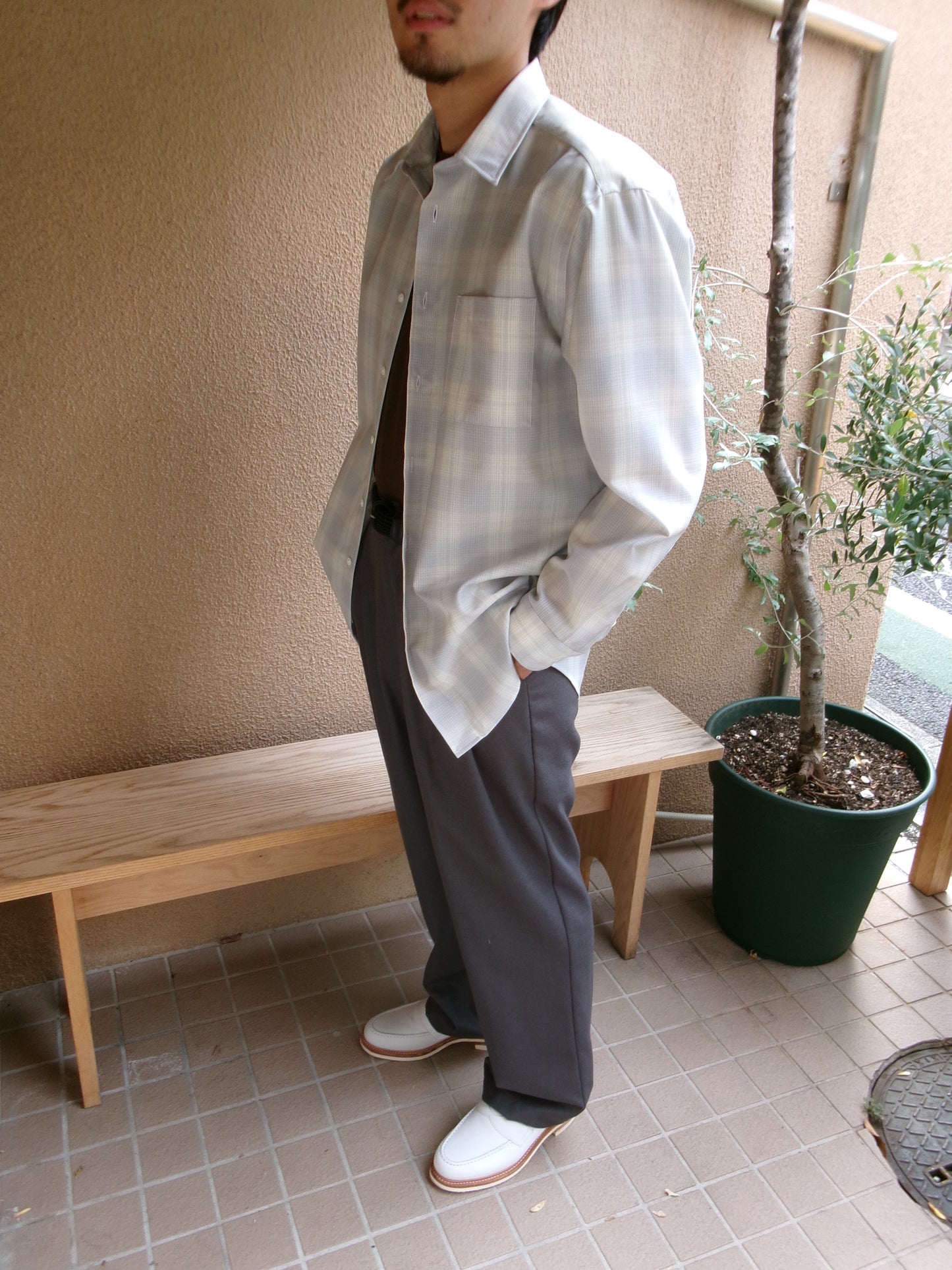 FUJI WOOL CHECK STANDARD SHIRT(BLUE)