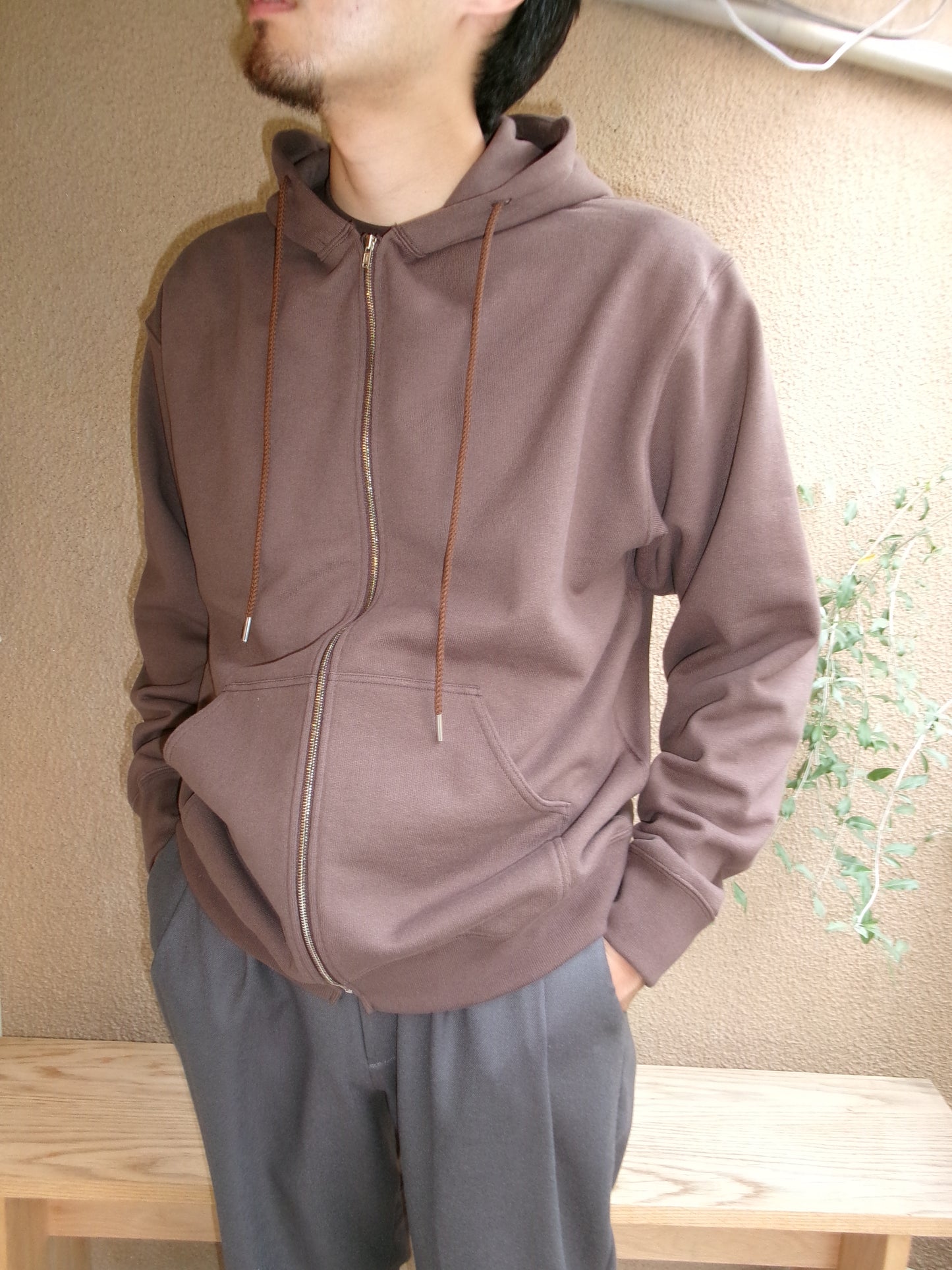FUJI COTTON ZIP UP HOODIE(BROWN)
