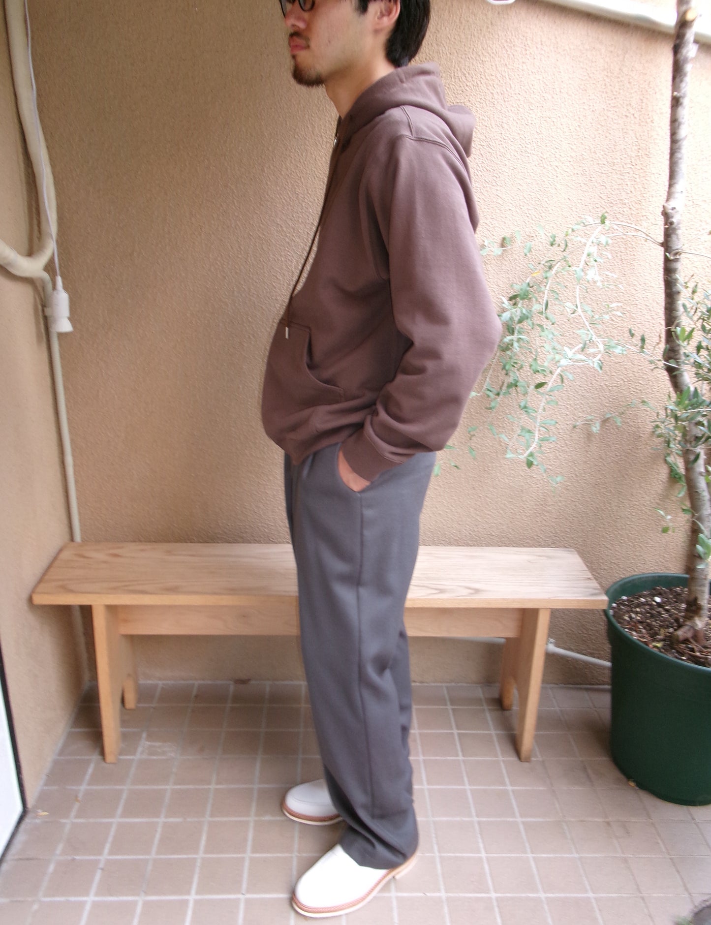 FUJI COTTON ZIP UP HOODIE(BROWN)