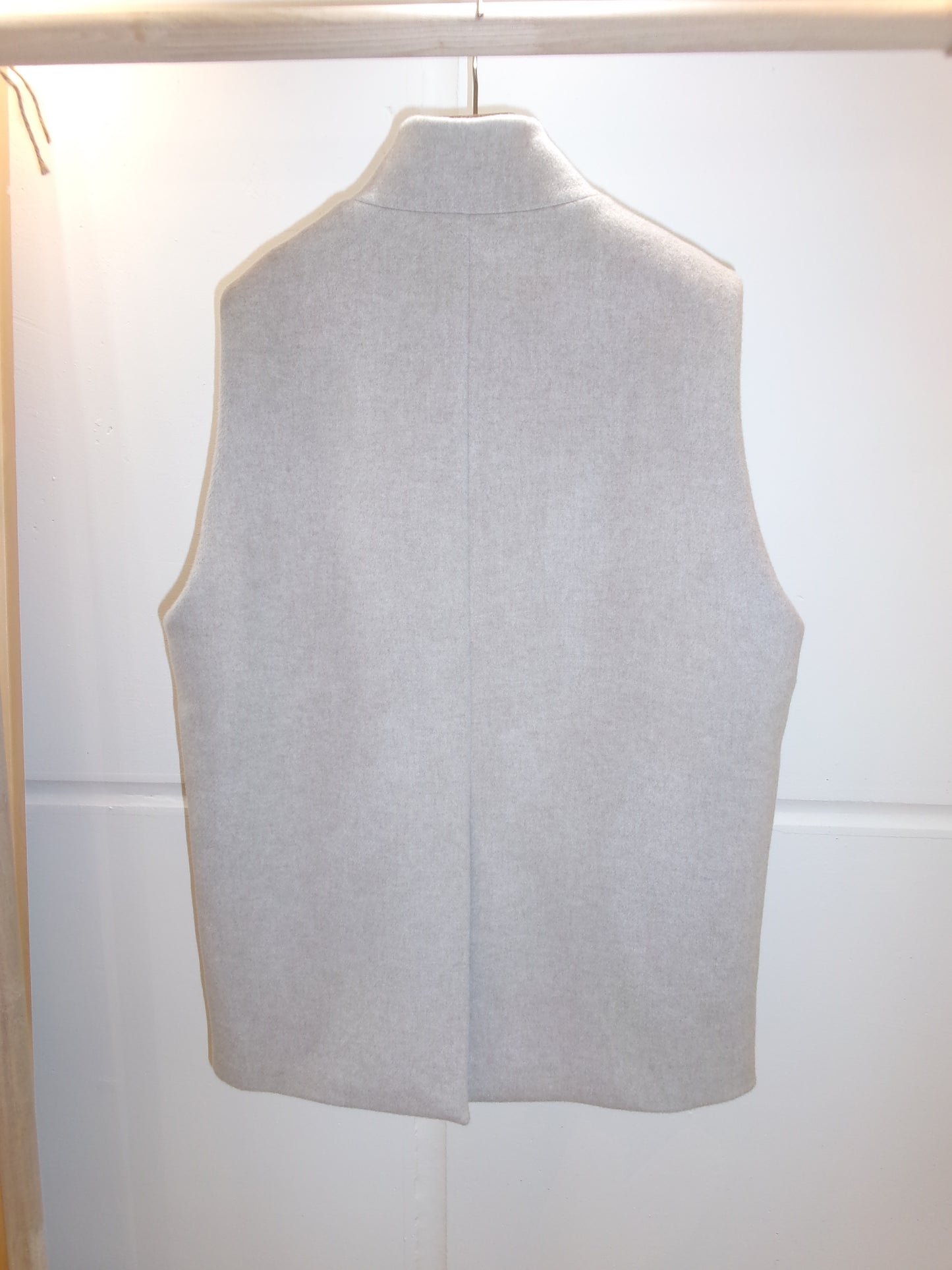 FUJI LAMBSWOOL MELTON STAND COLLAR GILET(OFF WHITE)-femme-