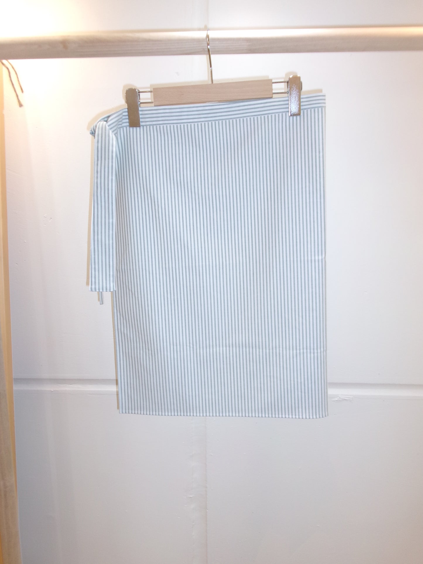 FUJI OXFORD COTTON STRIPE WRAP SKIRT