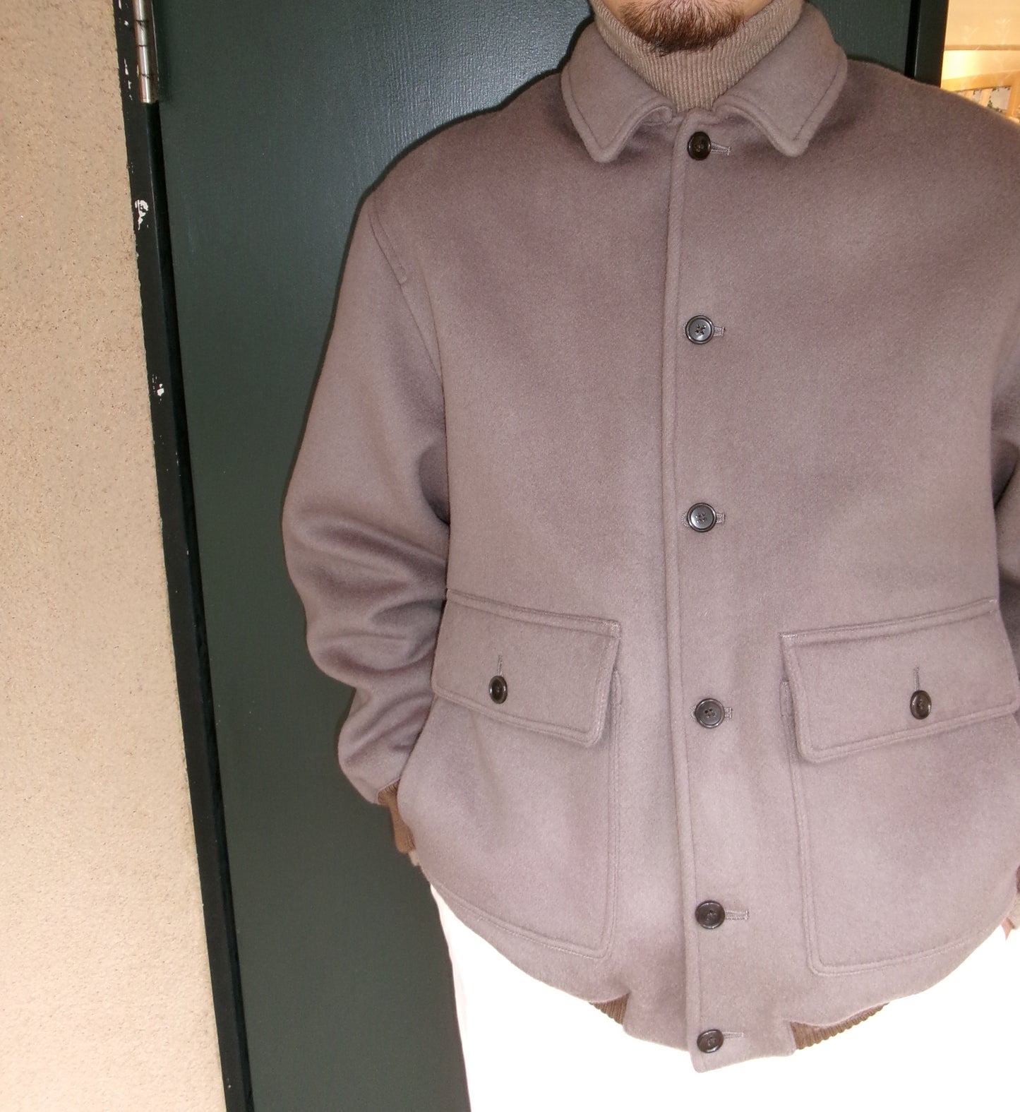 FUJI WOOL MELTON BASIC BLOUSON-GRAY-