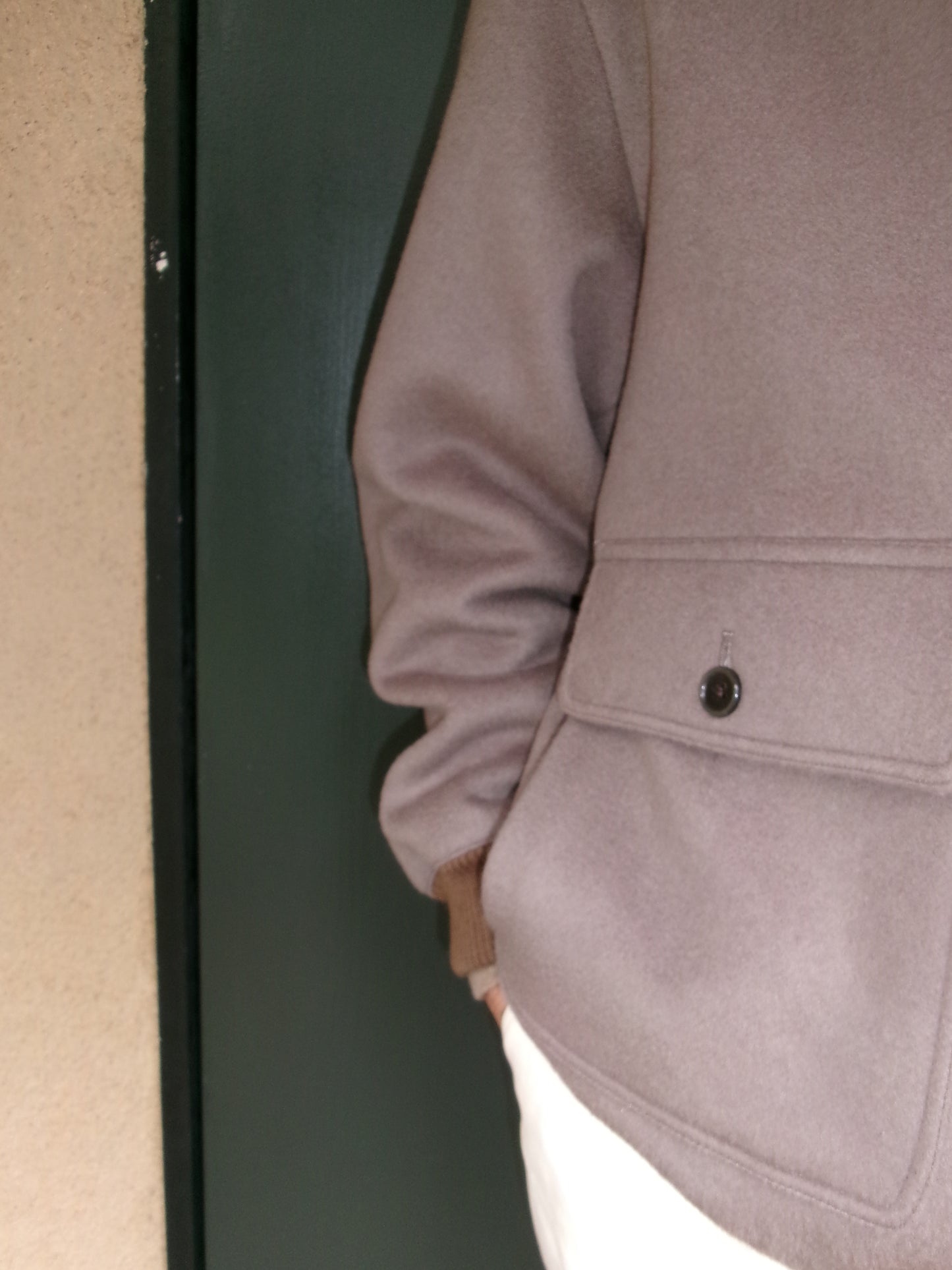 FUJI WOOL MELTON BASIC BLOUSON-GRAY-