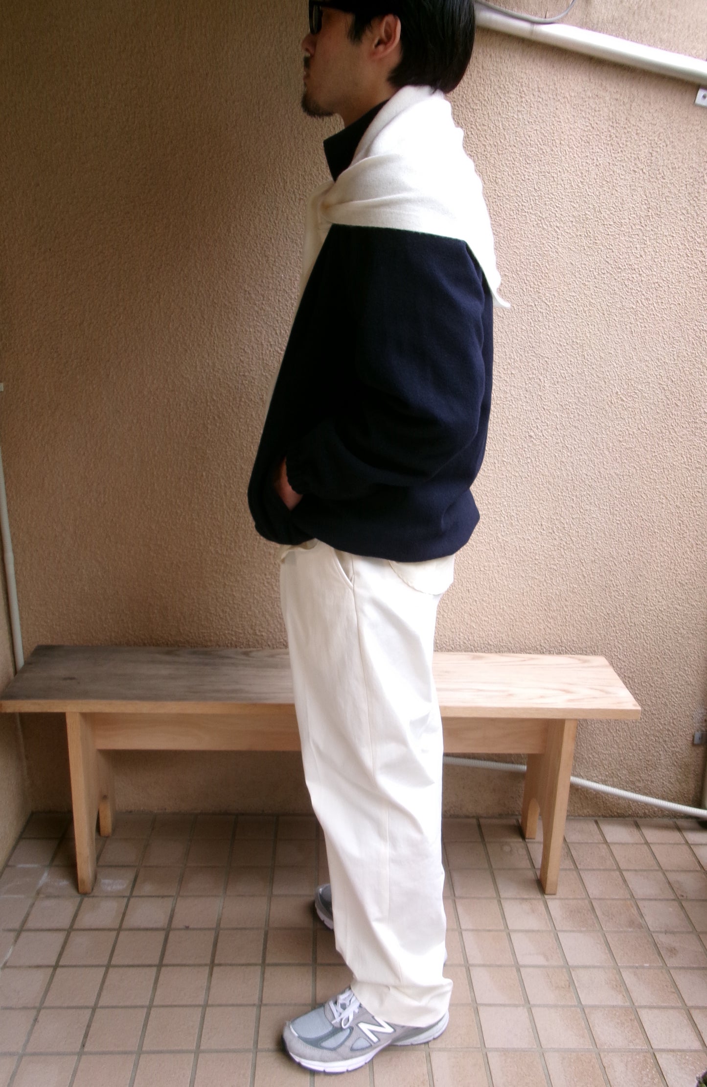 FUJI WHITE CASHMERE SCARF-WHITE-