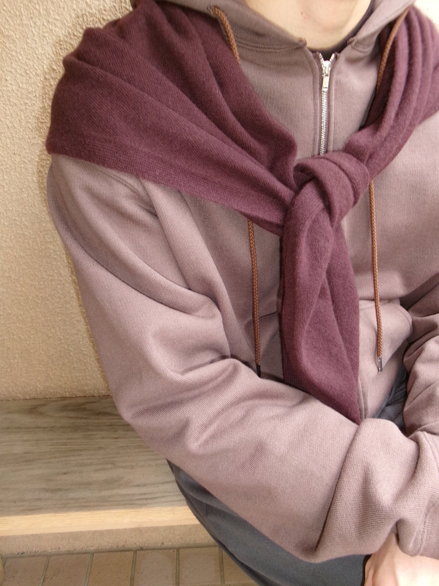 FUJI WHITE CASHMERE SCARF-BROWN-