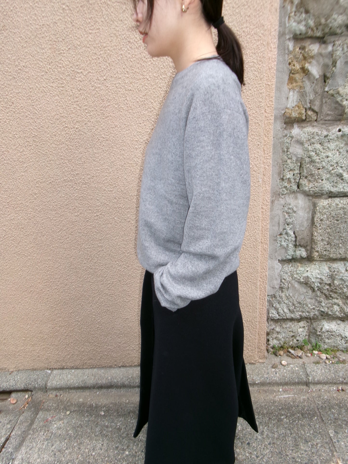 daily store original cashmere knit -GRAY-