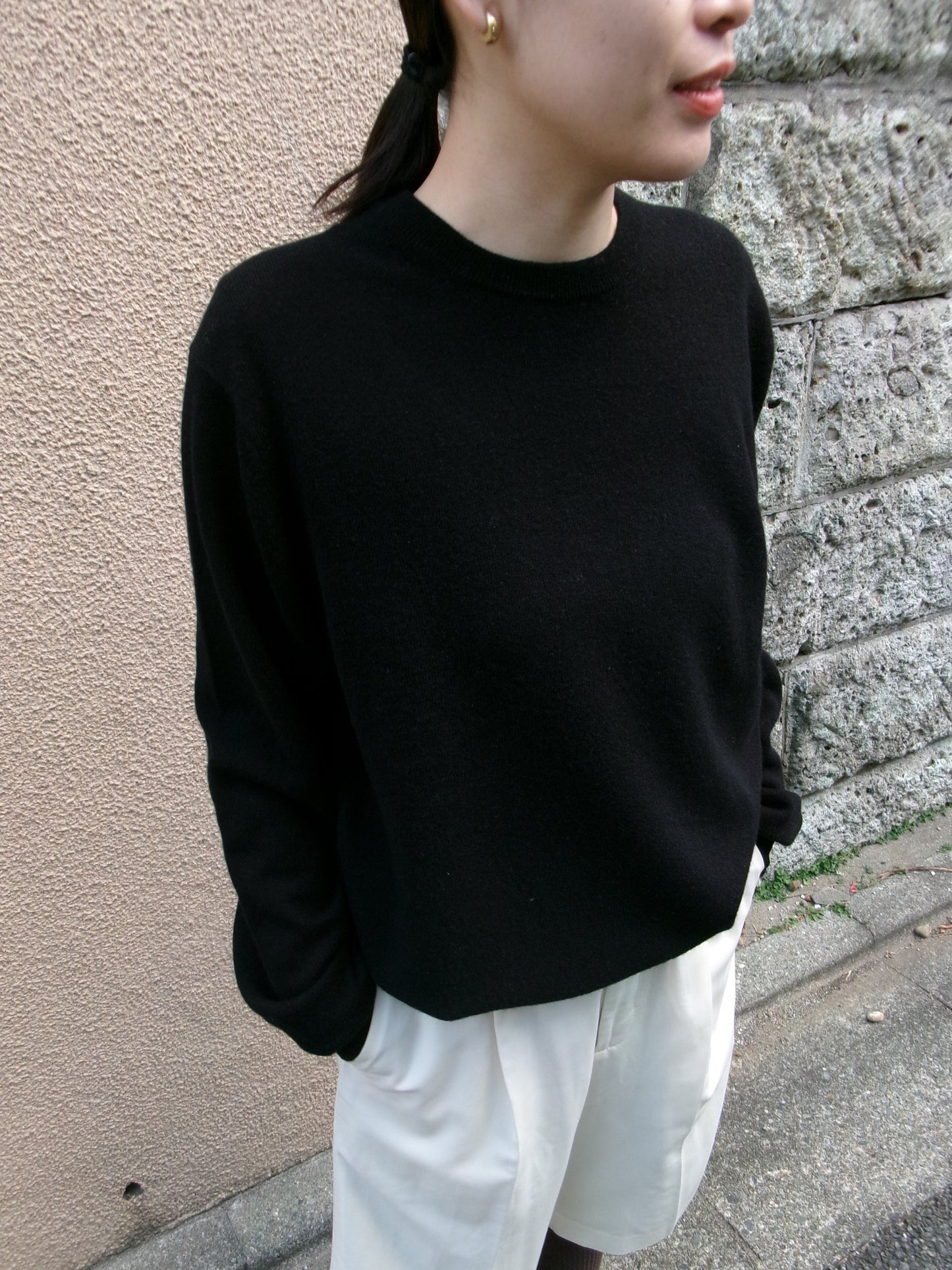 daily store original cashmere knit -BLACK-