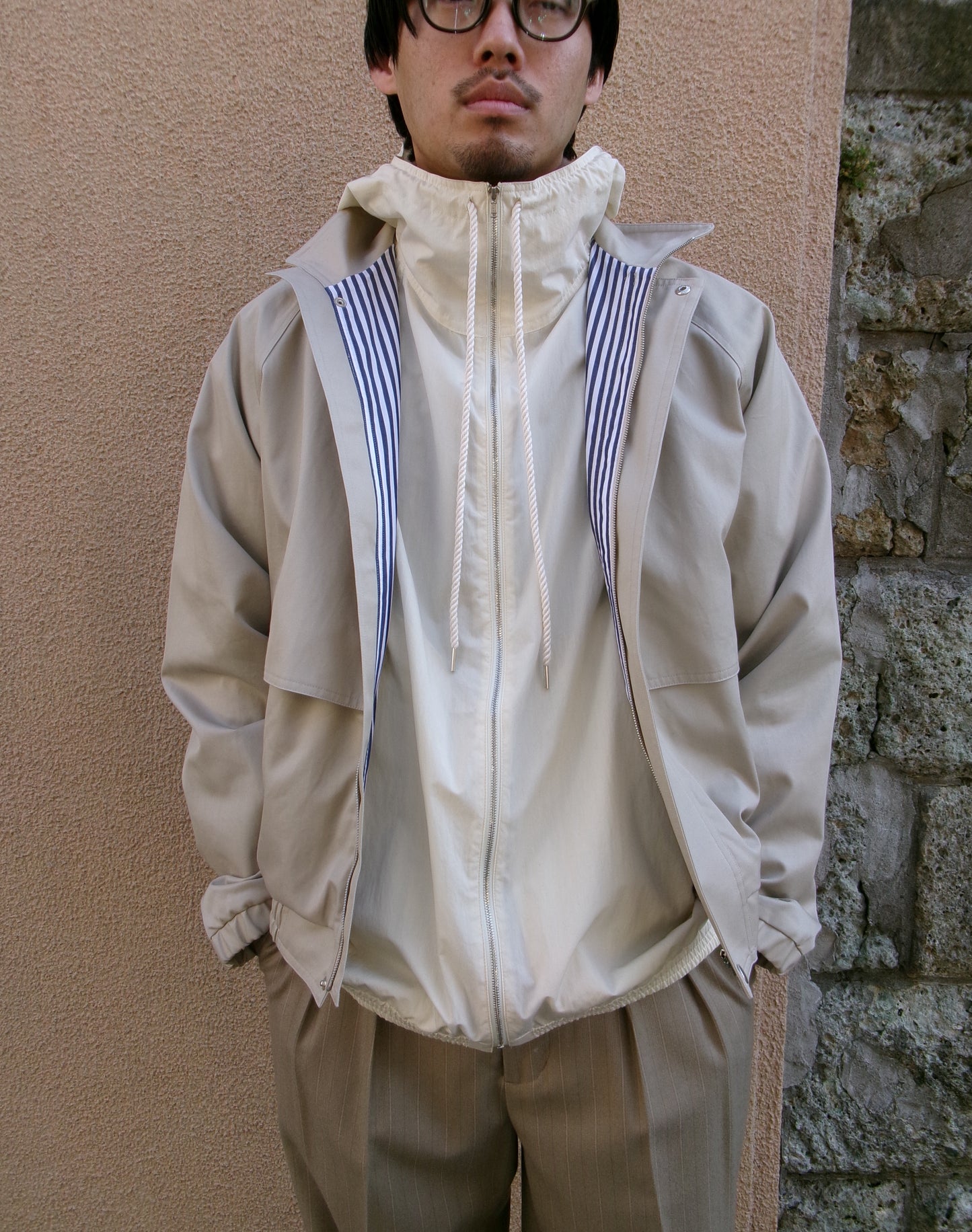 FUJI COTTON NYLON MOUNTAIN PARKA -IVORY-