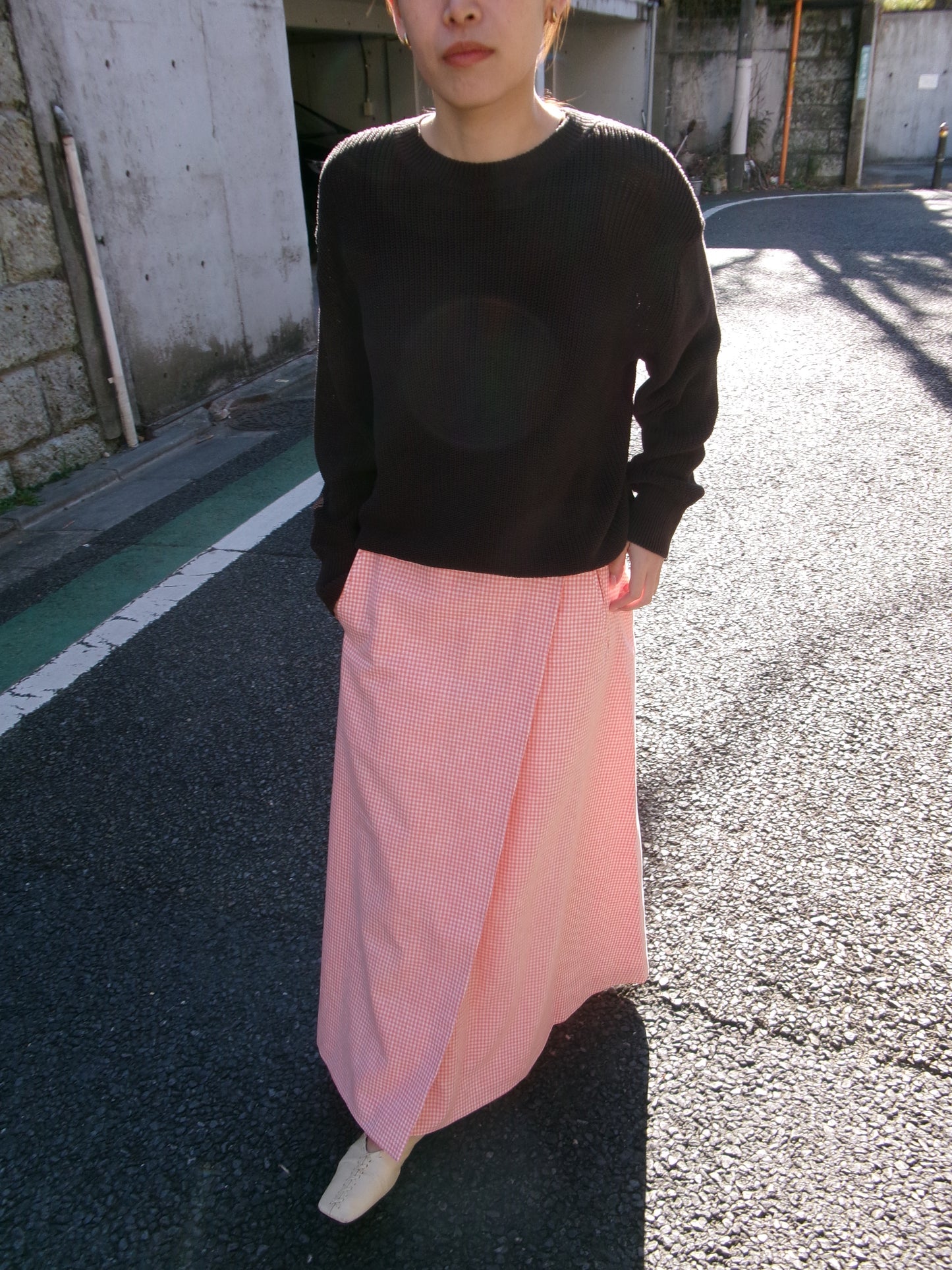 FUJI COTTON GINGHAM CHECK SKIRT