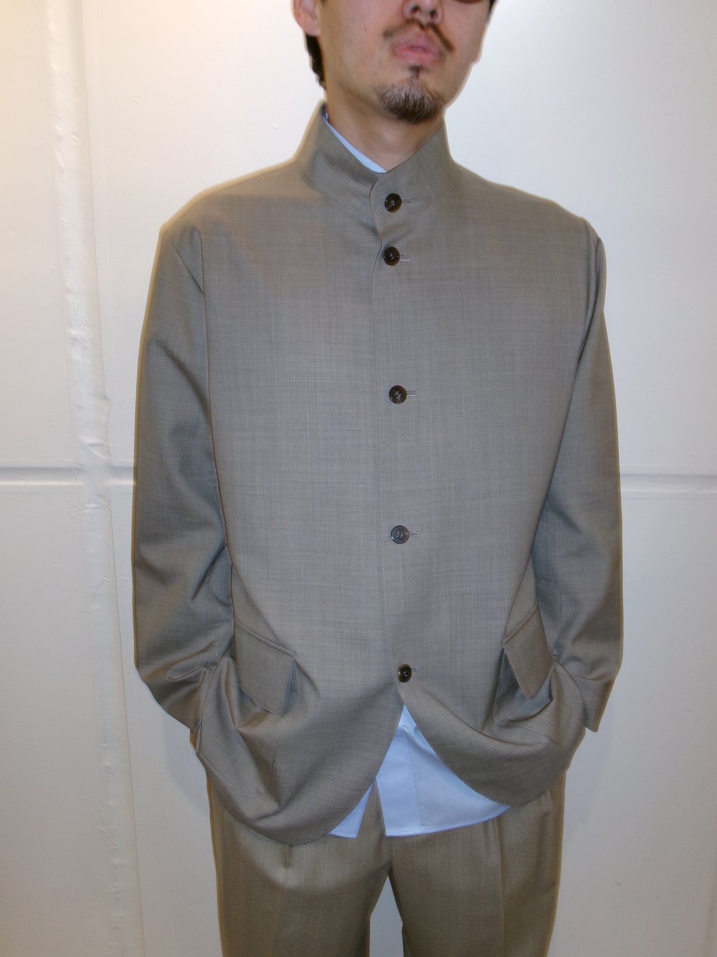 Cale Tropical Wool Stand Collar Jacket
