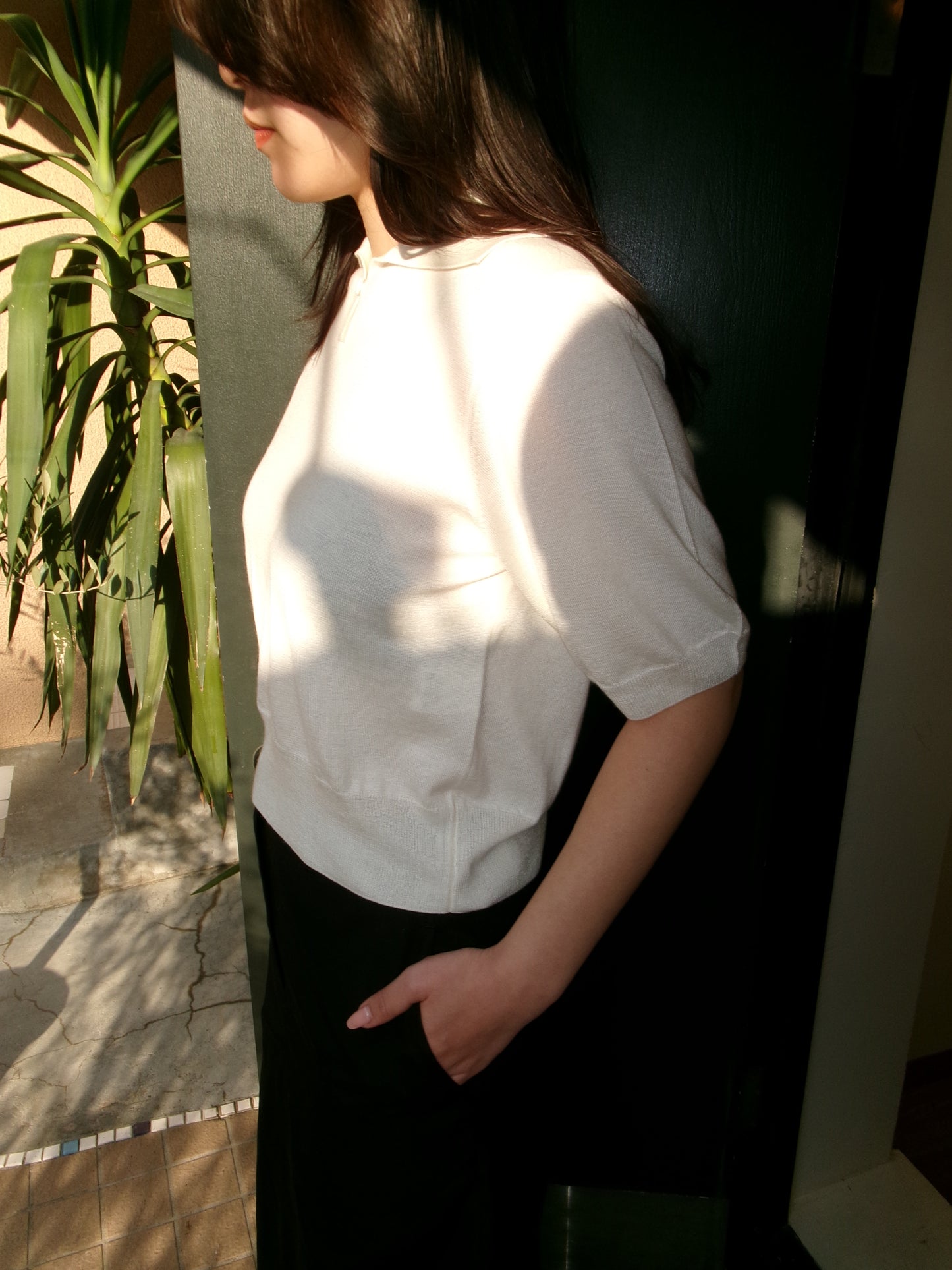 FUJI SILK CASHMERE S/S SKIPPER POLO-Women-