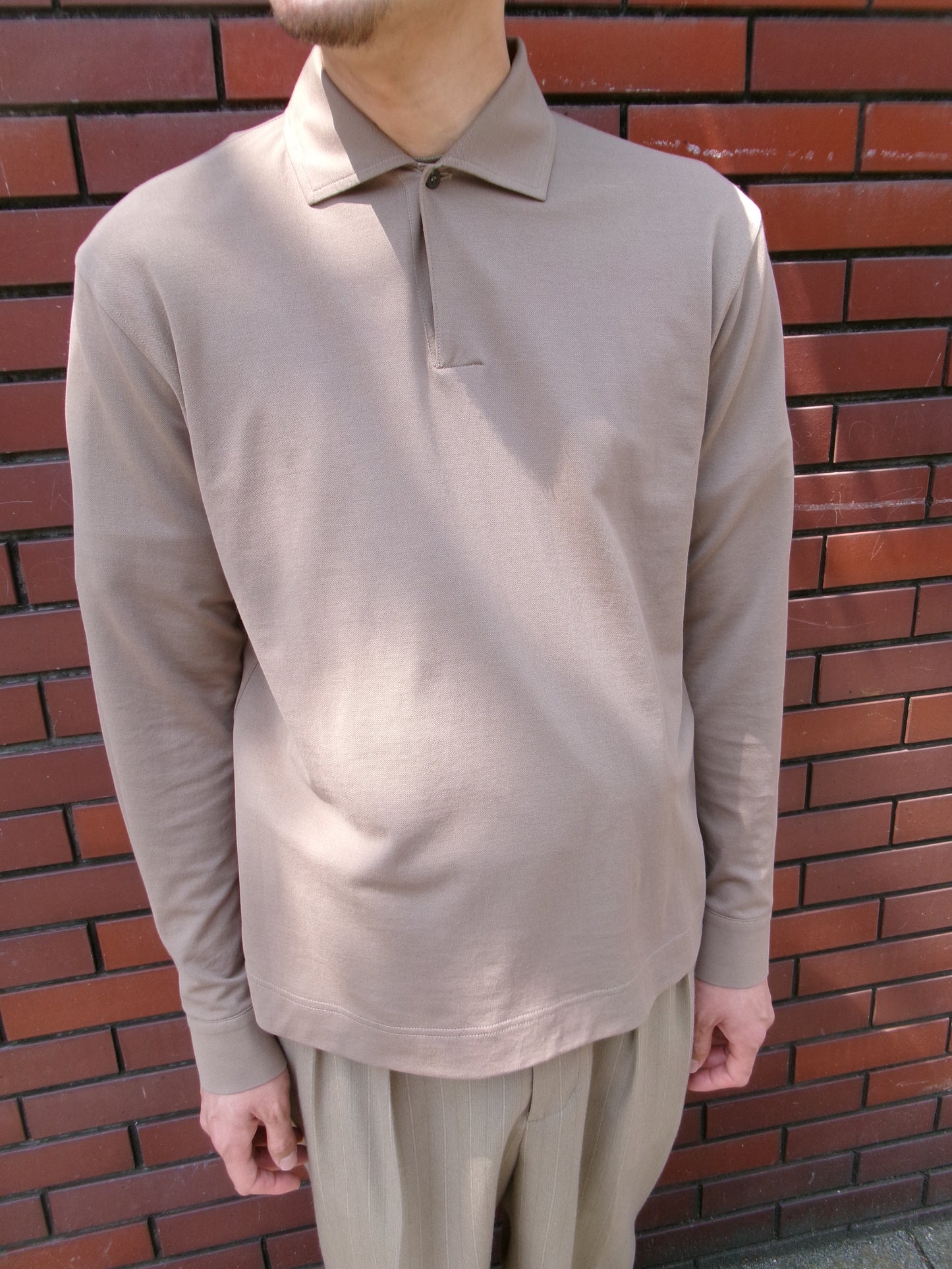 Cale Supima Kanoko One Button Long Sleeve -Taupe-