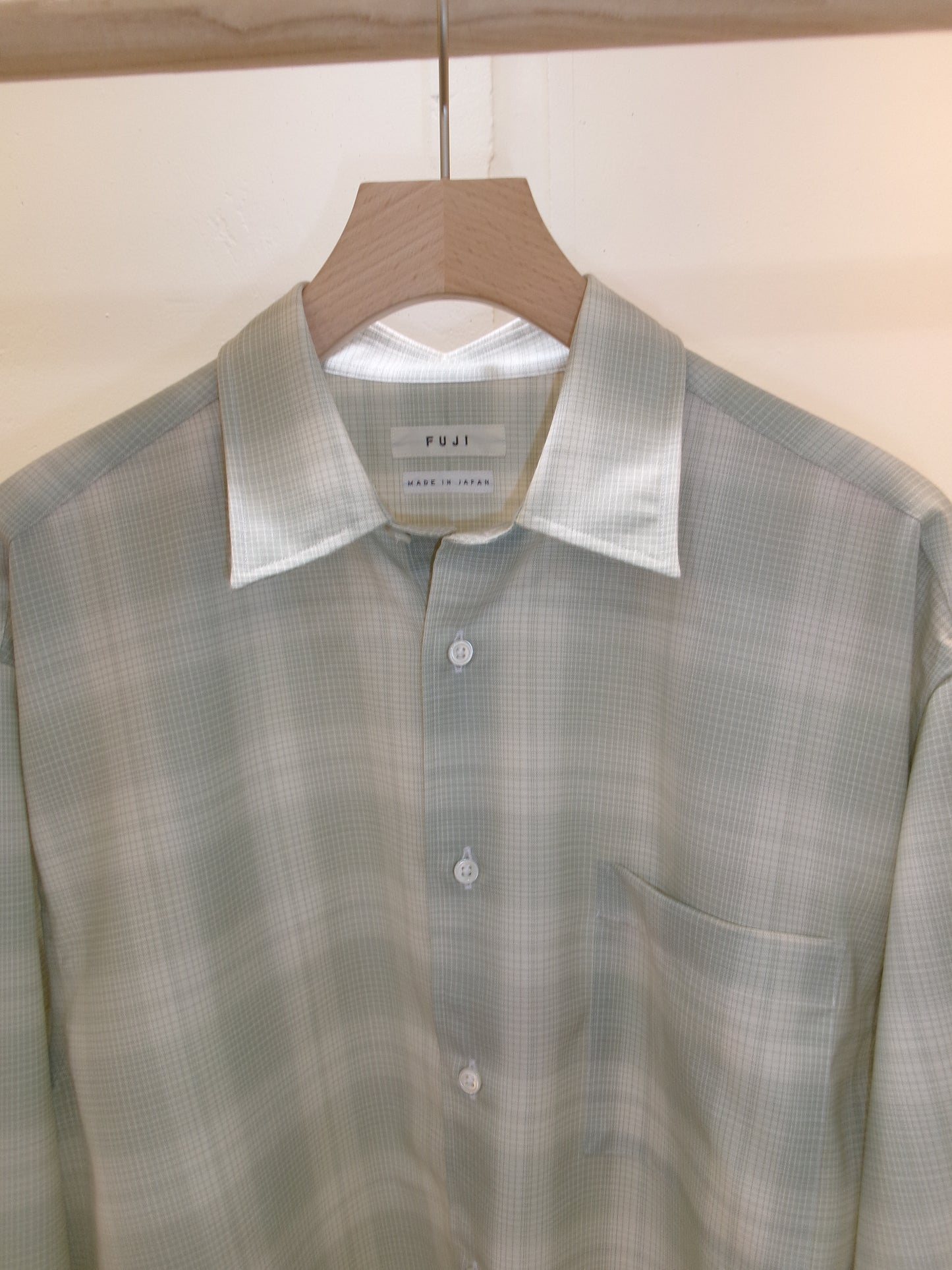 FUJI WOOL CHECK STANDARD SHIRT -green-