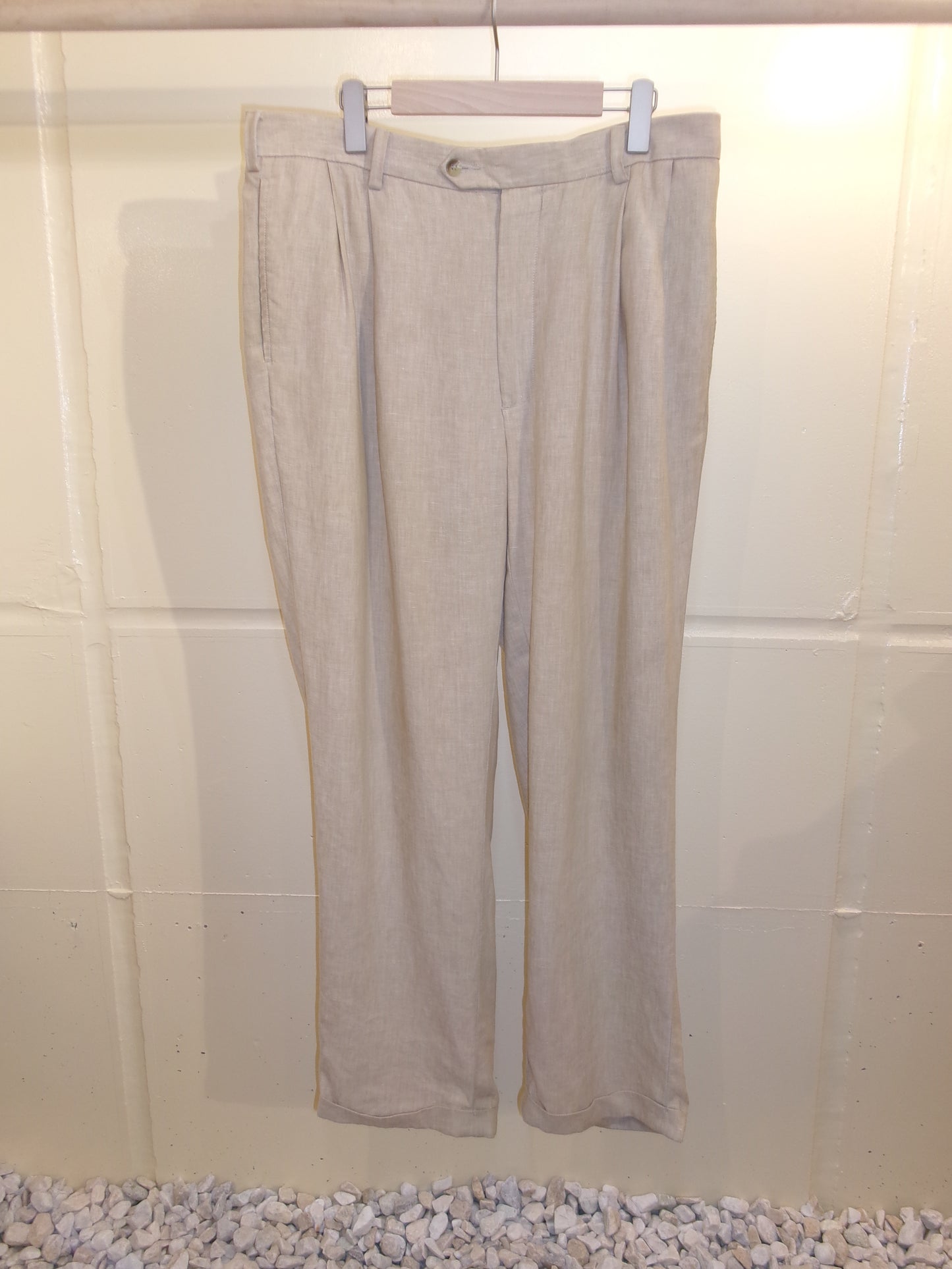 Vintage Beige Linen Trousers