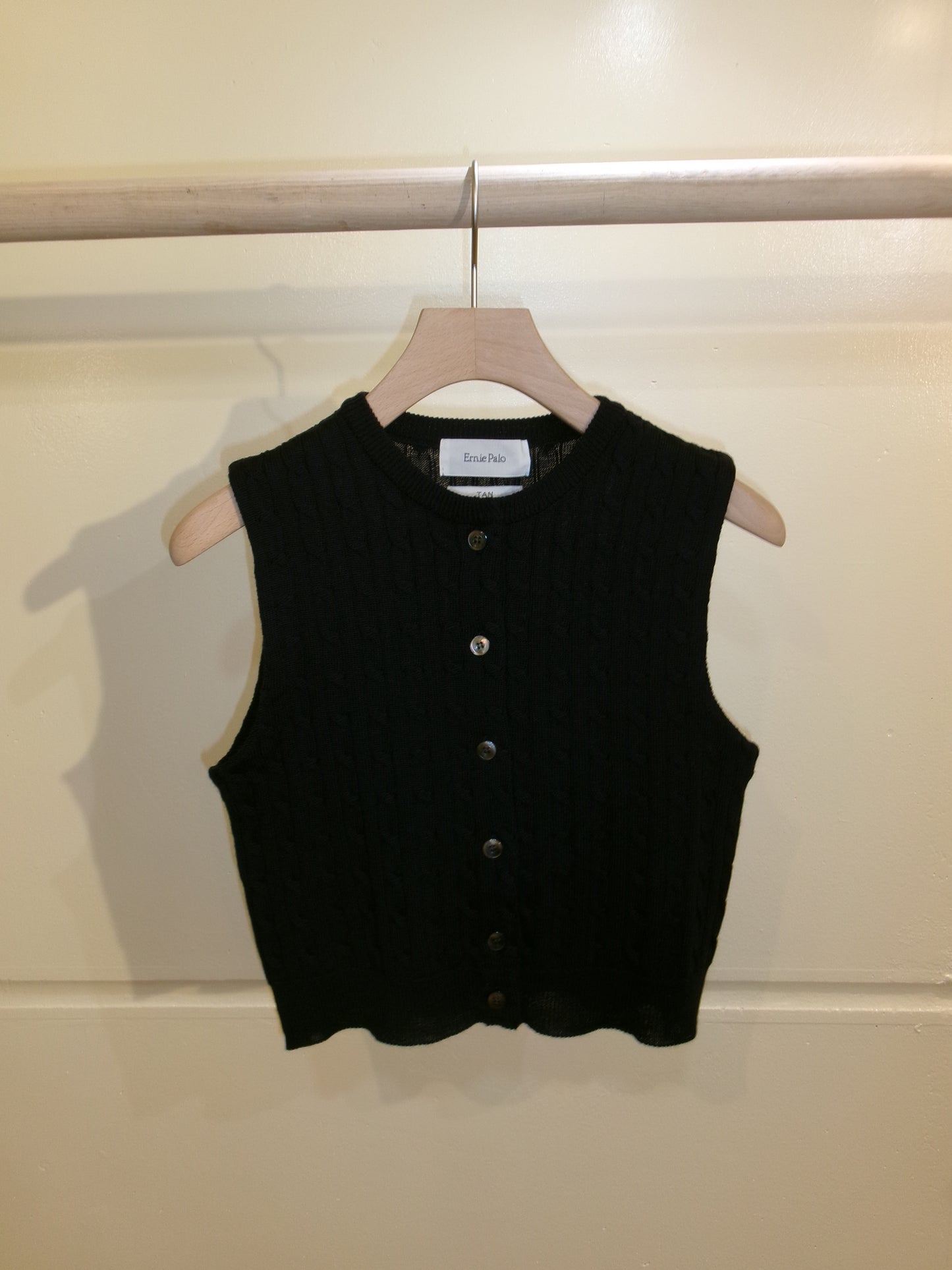 Ernie Palo×TAN CABLE KNIT VEST WITH SCARF - Navy-