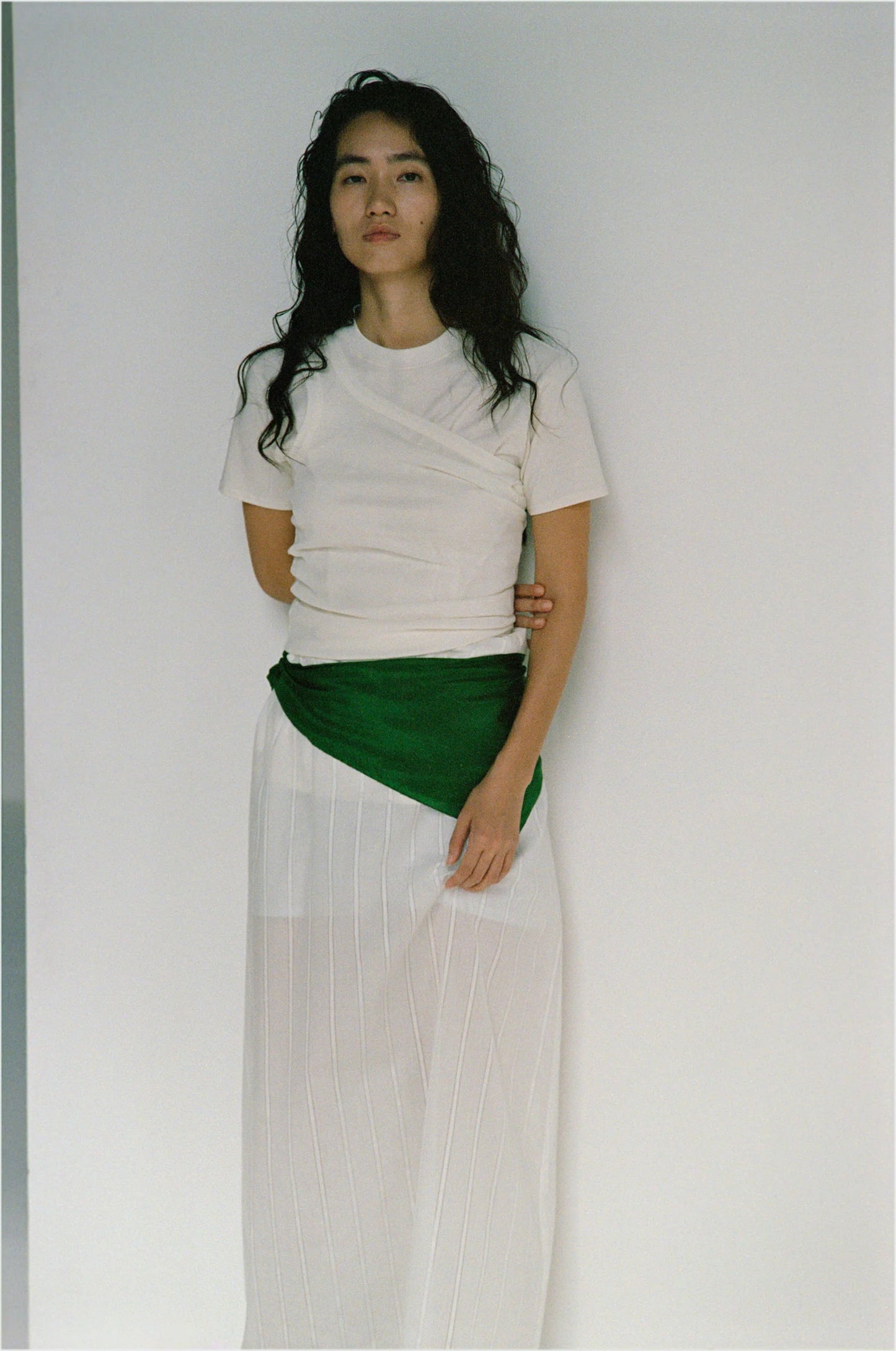 FUJI SUPIMA COTTON BORDER S/S T-SHIRTS / femme