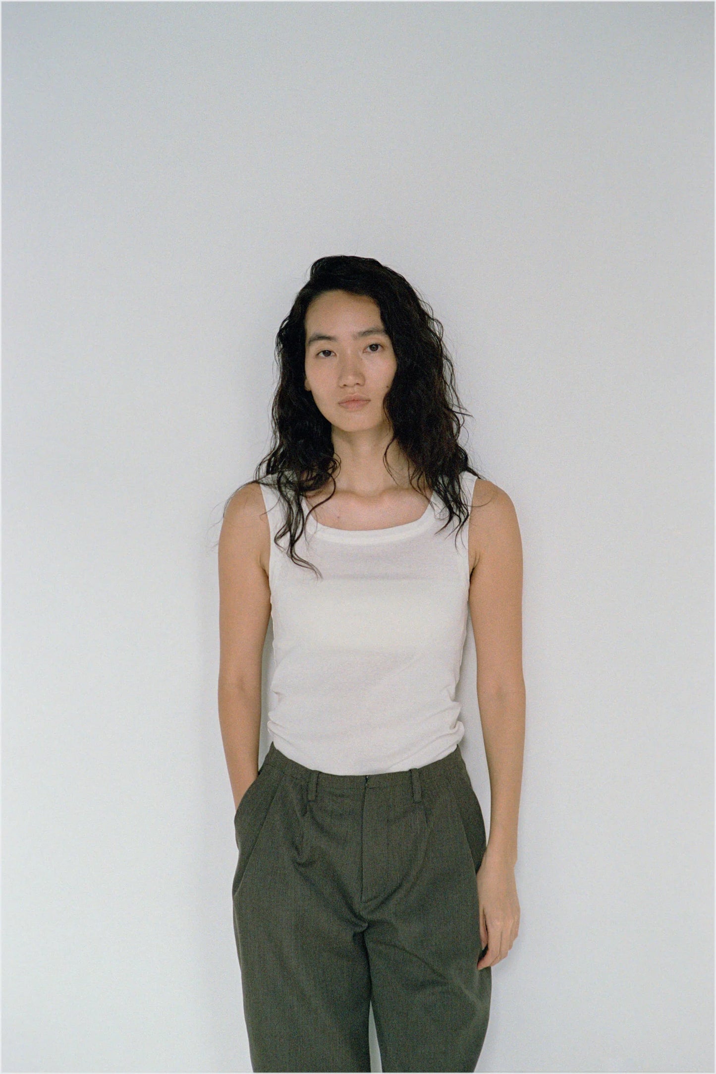FUJI COTTON SQUARE TANK TOP(off white)