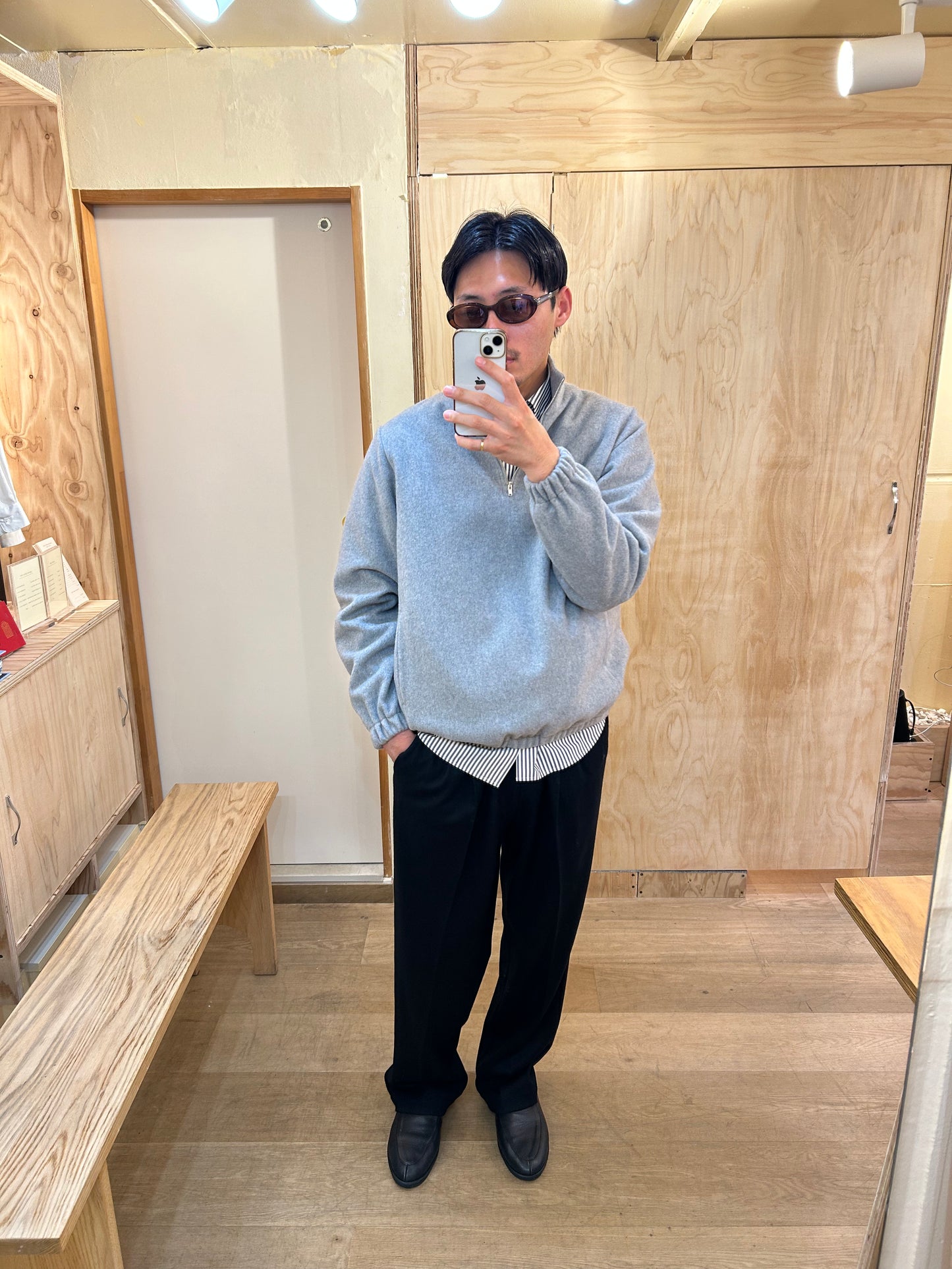 FUJI BRUSHED WOOL PULLOVER -Gray-