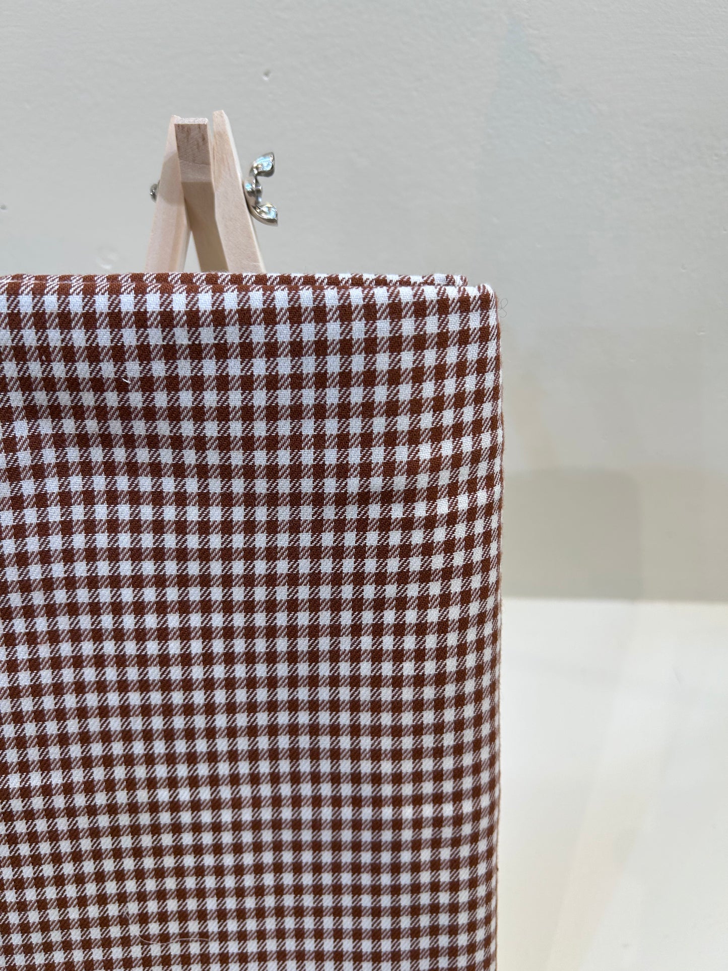 Deadstock Brown Gingham Check Fabric