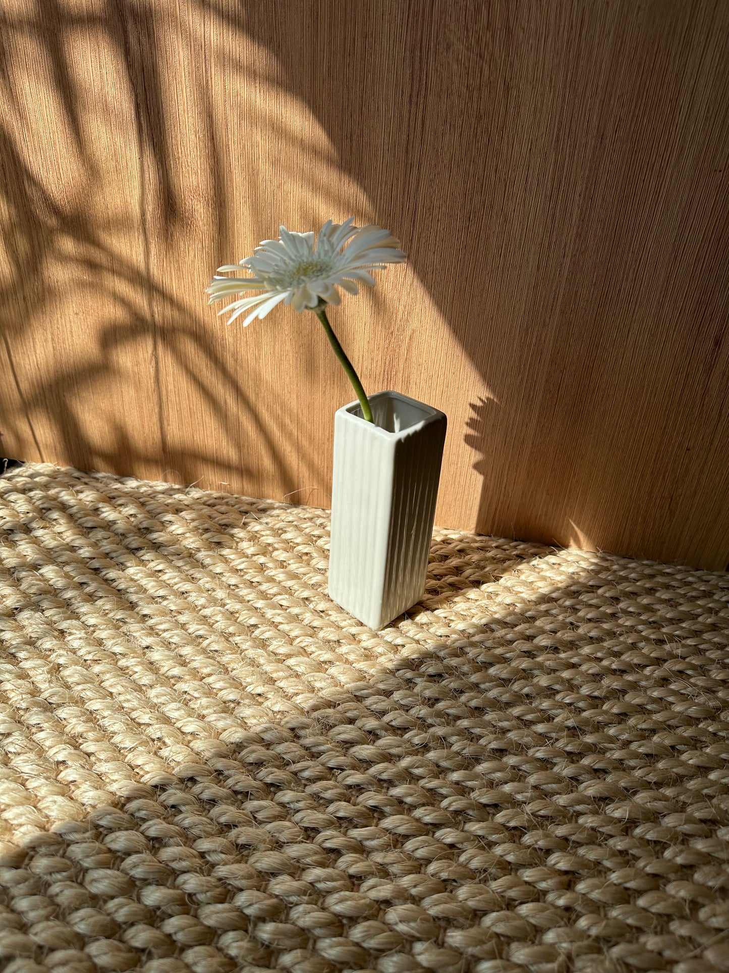 white square flower vase