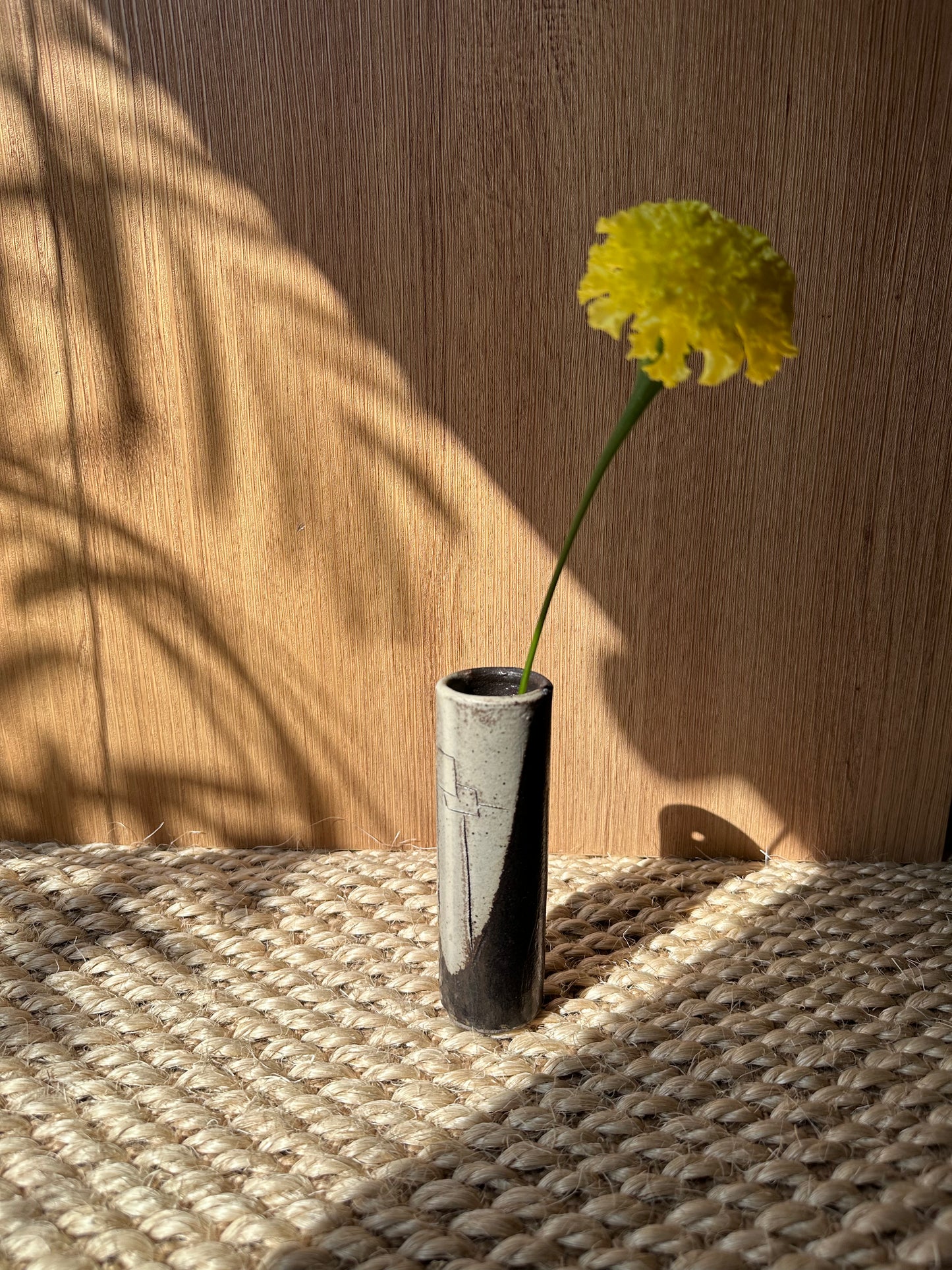 black white ceramic vase