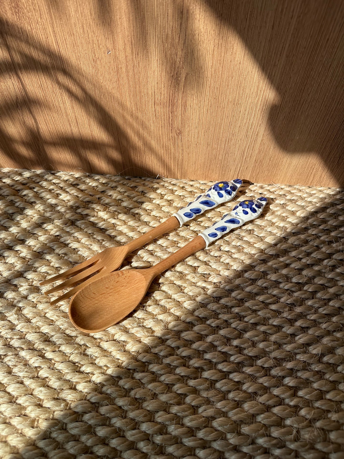 flower wood cutlery