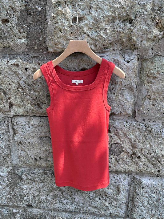 FUJI COTTON SQUARE TANK TOP(red)