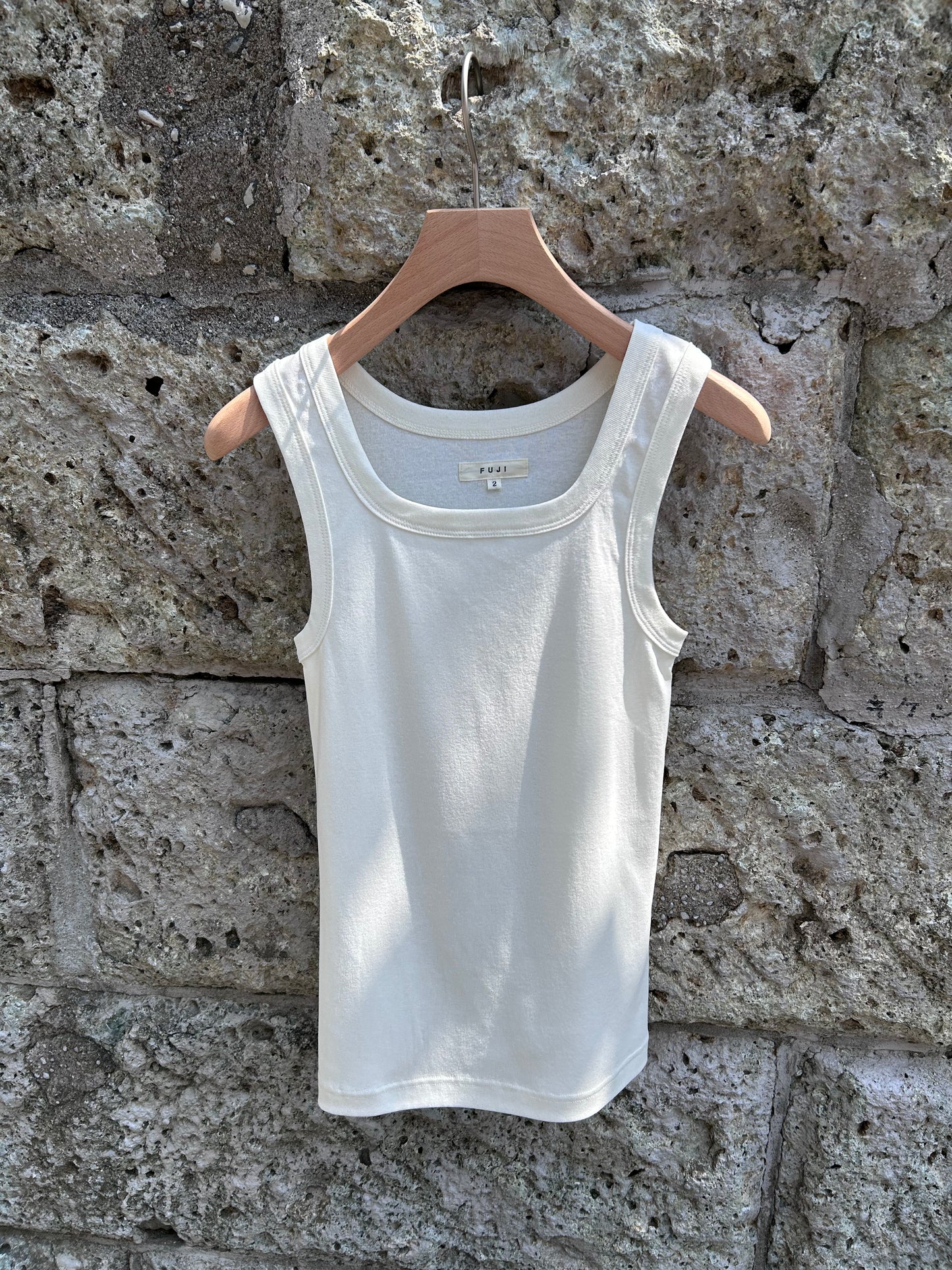 FUJI COTTON SQUARE TANK TOP(off white)