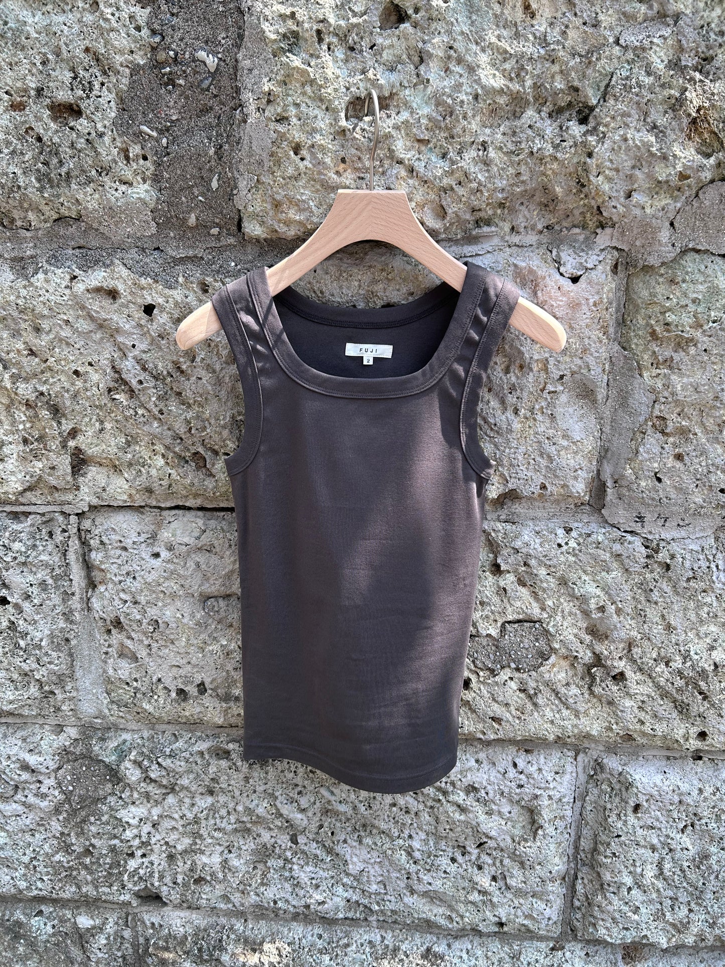 FUJI COTTON SQUARE TANK TOP(charcoal gray)