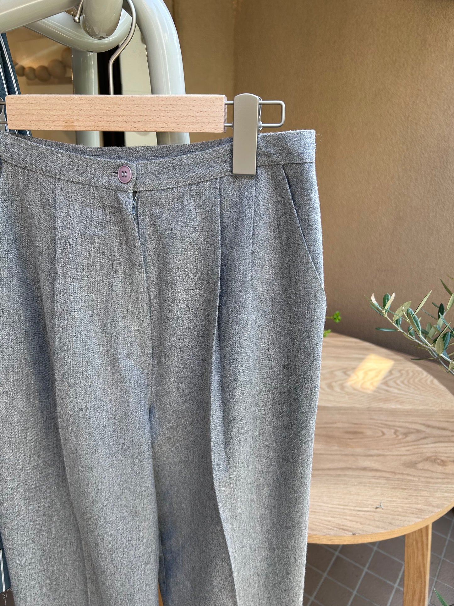 gray wool slacks