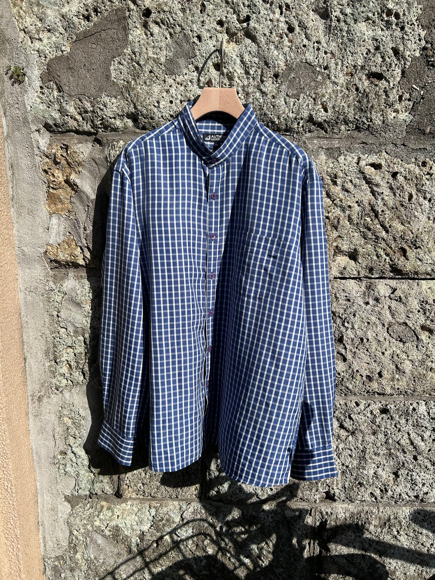 Blue gingham check shirt