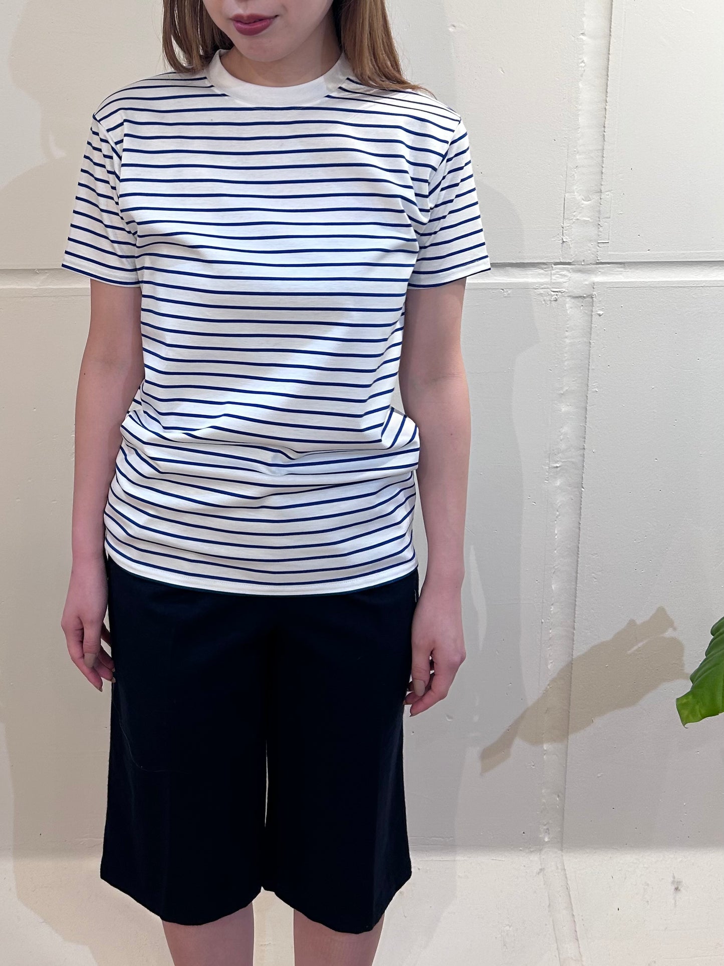 FUJI SUPIMA COTTON BORDER S/S T-SHIRTS / femme