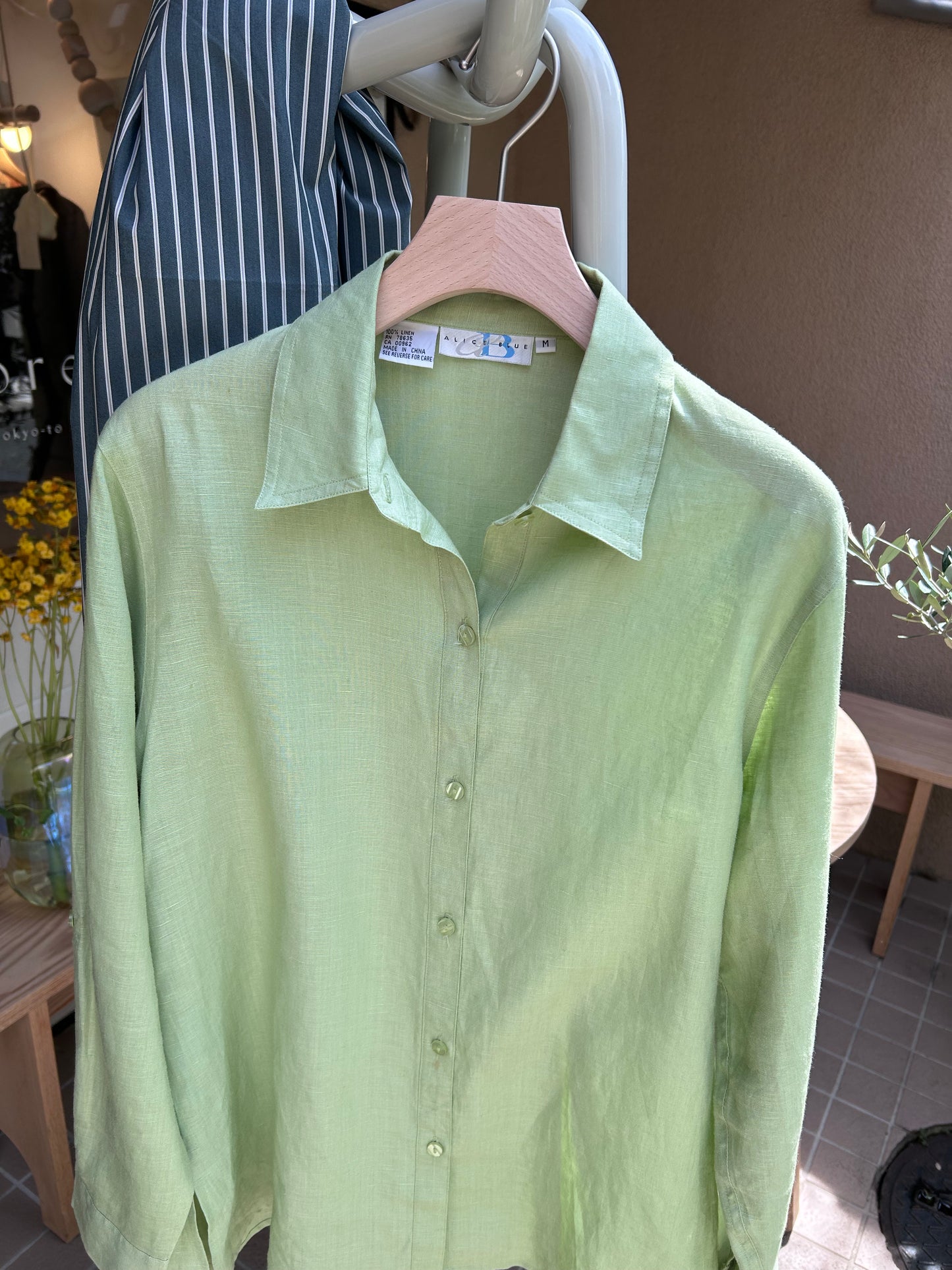 Green linen shirt