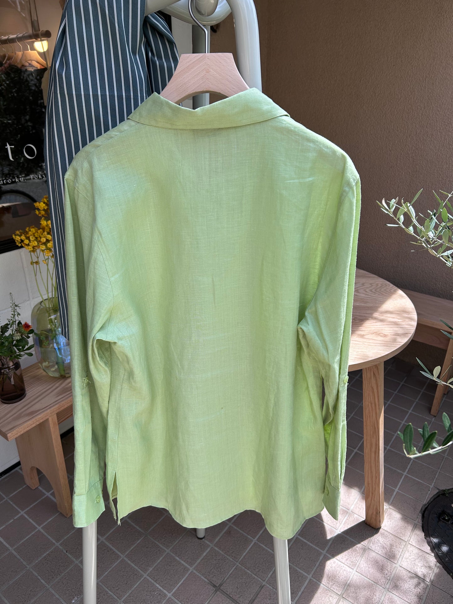 Green linen shirt