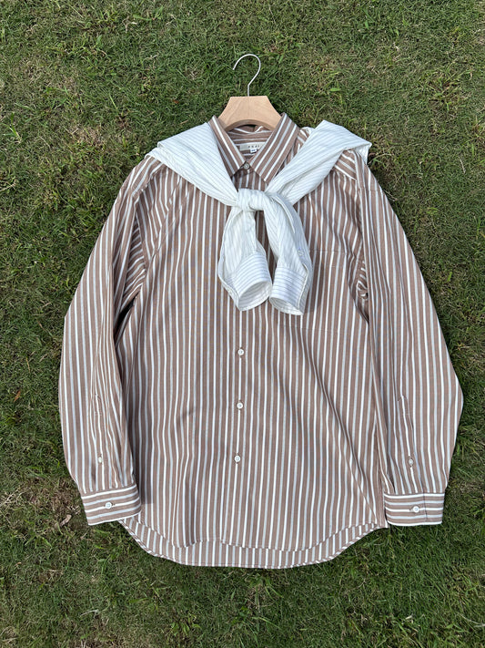 FUJI×dailystore ブラウンストライプシャツ