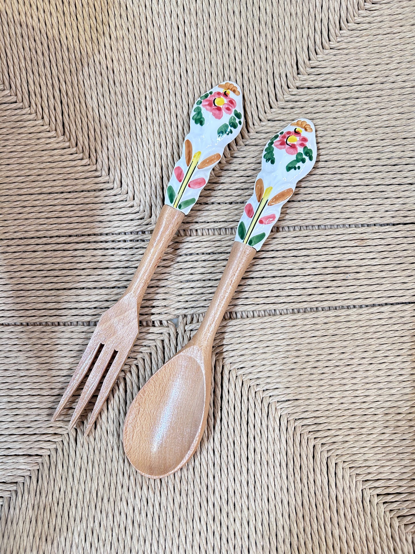 flower wood cutlery (white pink)