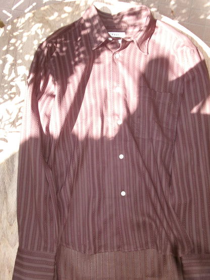 FUJI LENO WEAVE COTTON STRIPE SHIRT