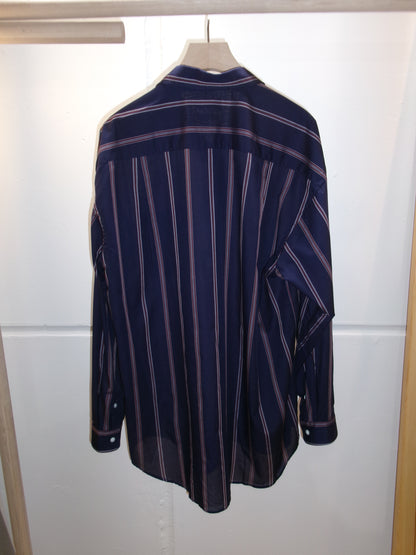 FUJI SILK COTTON STRIPE STANDARD SHIRT(NAVY)