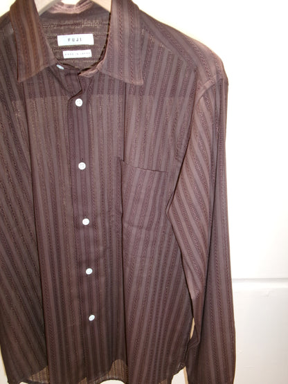 FUJI LENO WEAVE COTTON STRIPE SHIRT